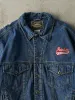 Vintage 90s Mid Wash Embroidered Fleece Lined Denim Jacket (XL) sold by Rebalance Vintage