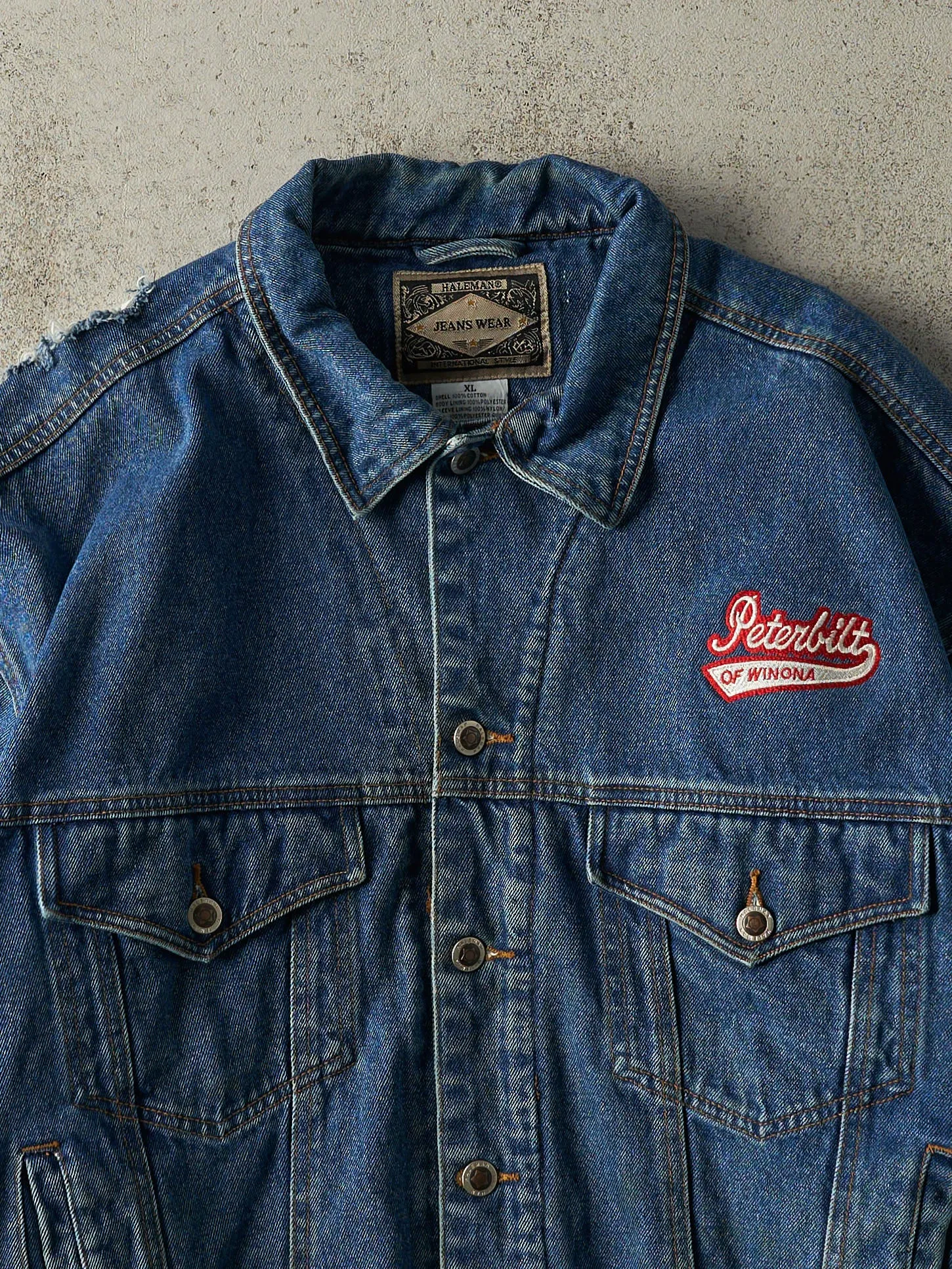 Vintage 90s Mid Wash Embroidered Fleece Lined Denim Jacket (XL) sold by Rebalance Vintage product image thumbnail 3