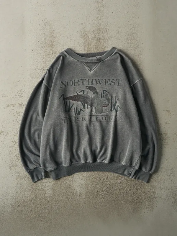 Vintage 90s Washed Grey Northwest Territory Boxy Crewneck (M/L) sold by Rebalance Vintage