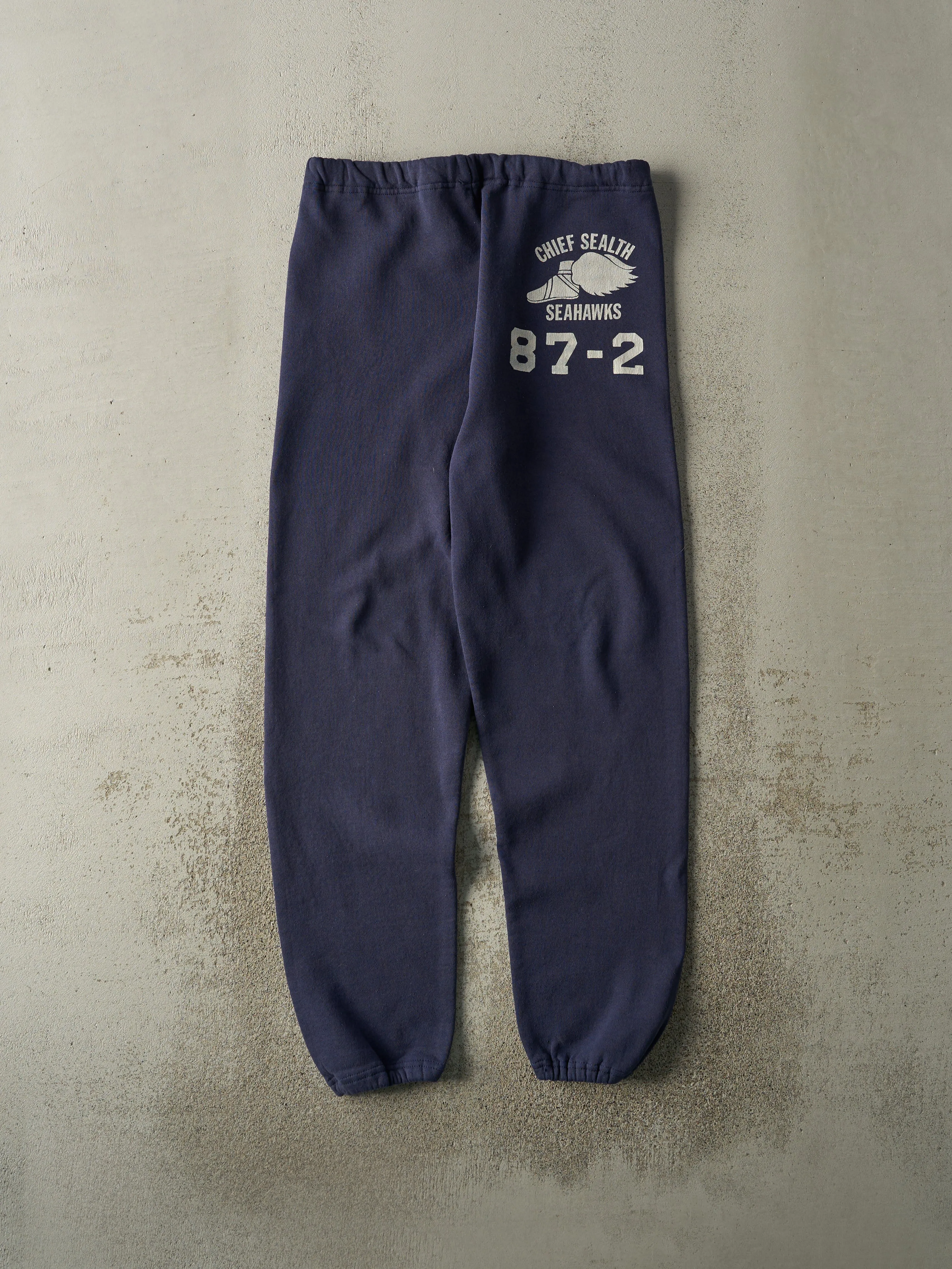 Vintage 87' Navy Blue Russell Athletic Chief Sealth Seahawks Sweatpants (32x30.5) sold by Rebalance Vintage