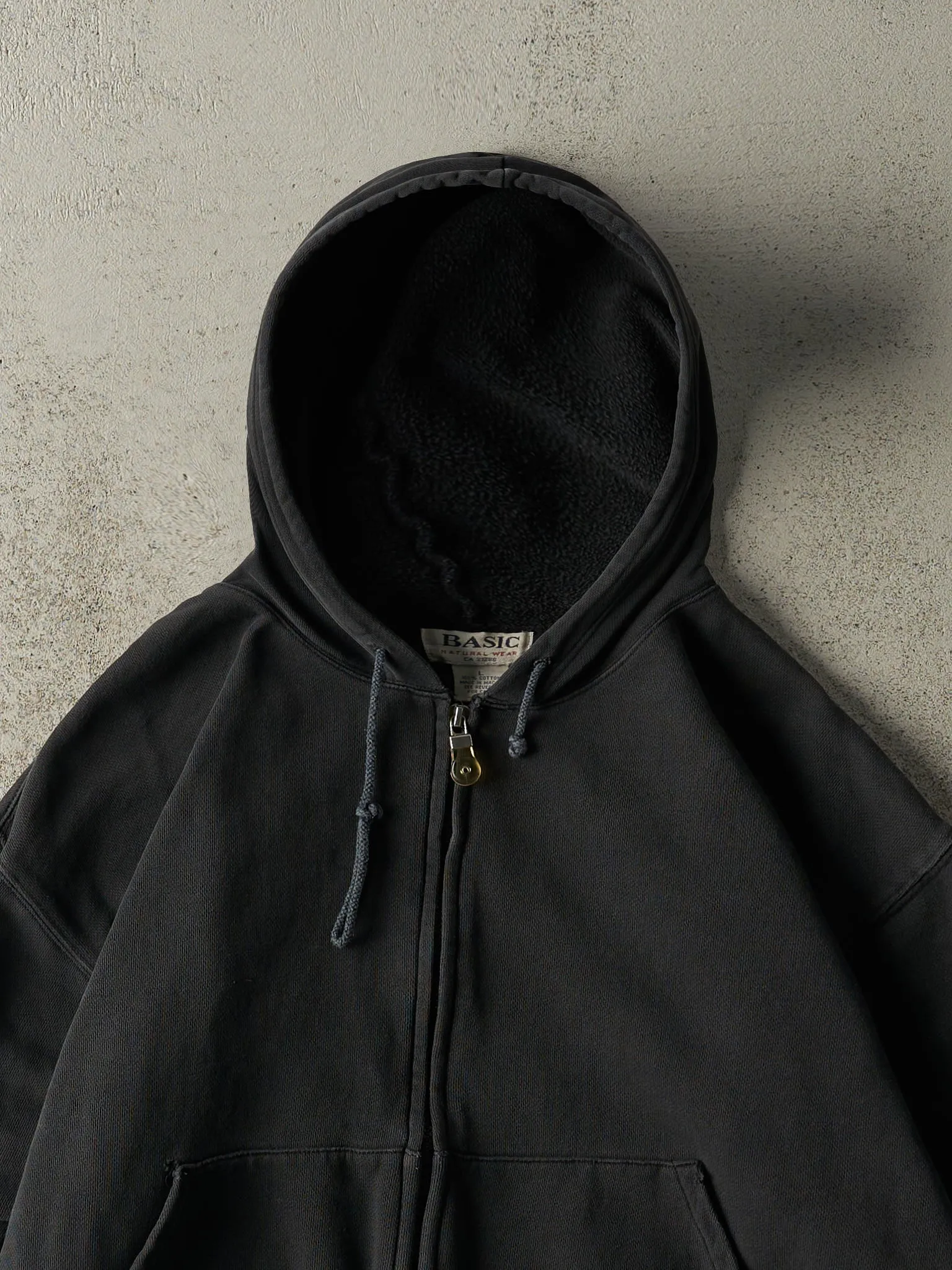 Vintage Y2K Faded Black Zip Up Boxy Hoodie (ML) sold by Rebalance Vintage product image thumbnail 2