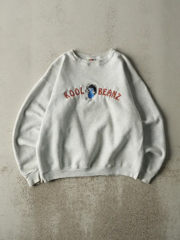 Vintage Y2K Heather Grey Embroidered Kool Beanz Boxy Crewneck (M) sold by Rebalance Vintage