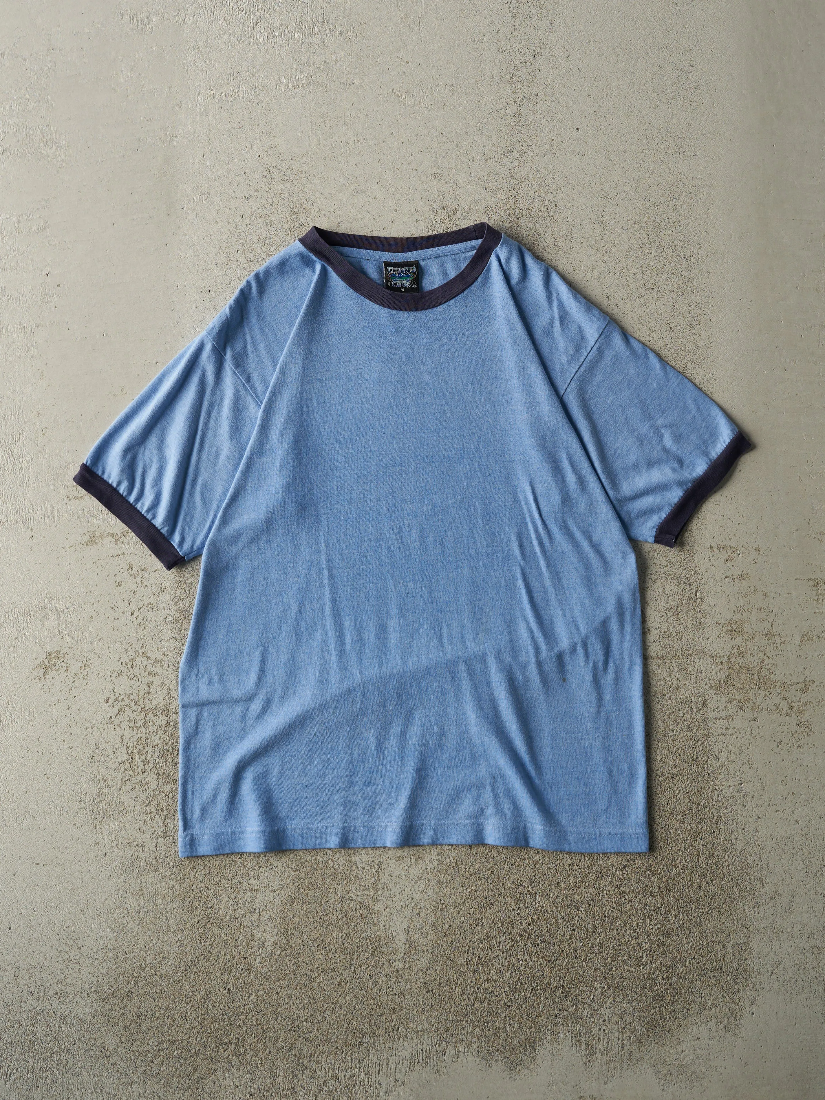 Vintage Y2K Blue Blank Ringer Tee (M) sold by Rebalance Vintage