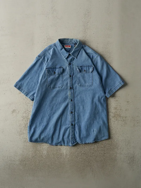 Vintage Y2K Mid Wash Wrangler Denim Button Up (XL) sold by Rebalance Vintage