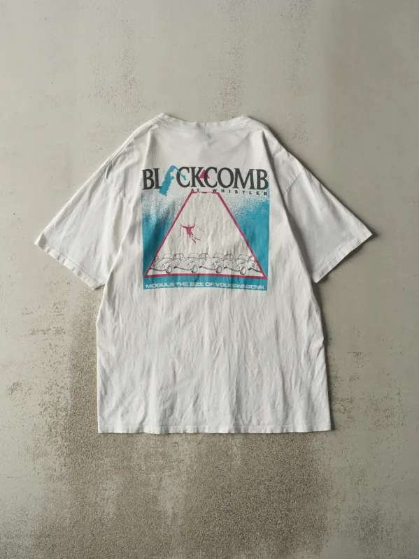 Vintage 90s White Blackcomb At Whistler Ski Hill Tee (M/L) sold by Rebalance Vintage