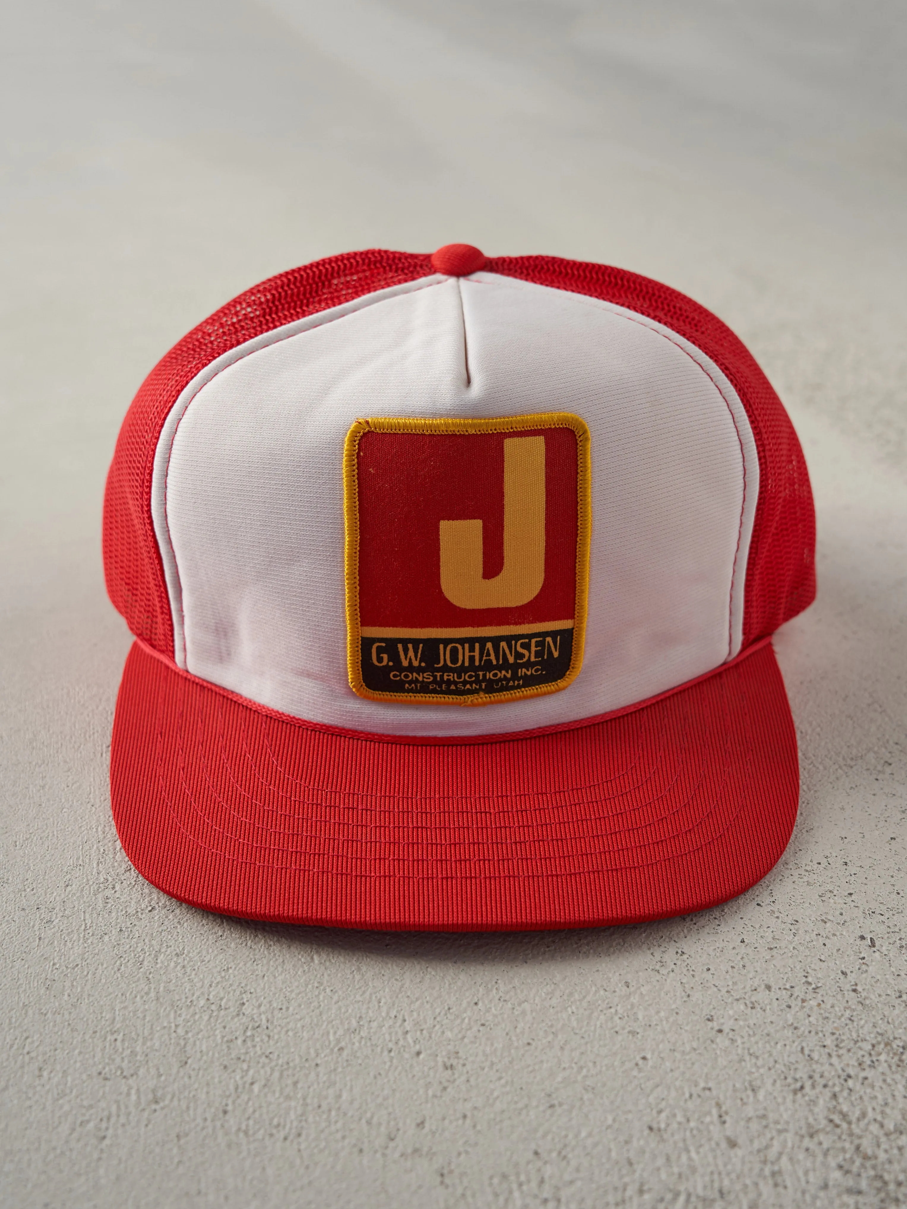 Vintage 80s Red G.W. Johansen Foam Trucker Hat sold by Rebalance Vintage