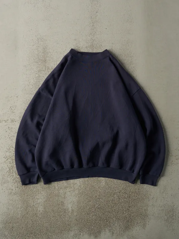 Vintage 90s Navy Blue Blank Boxy Crewneck (L) sold by Rebalance Vintage