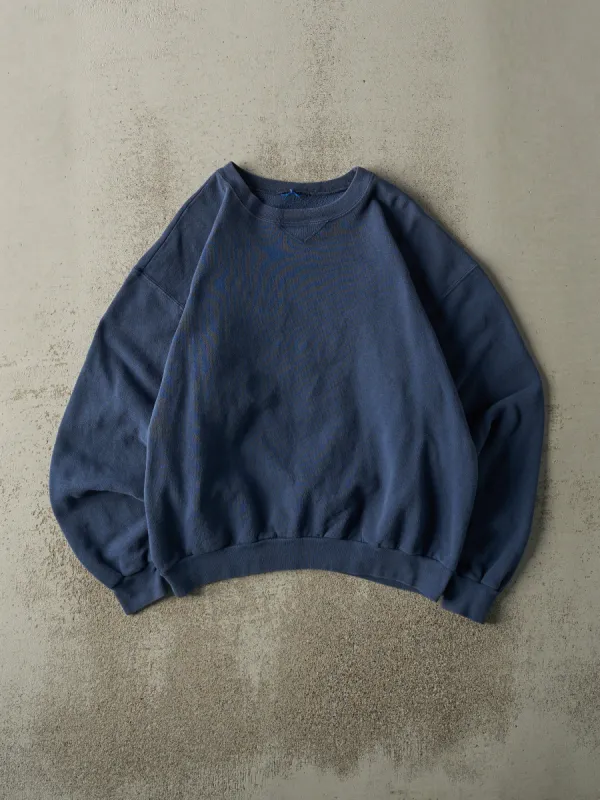Vintage 90s Navy Blue Blank Crewneck (M) sold by Rebalance Vintage