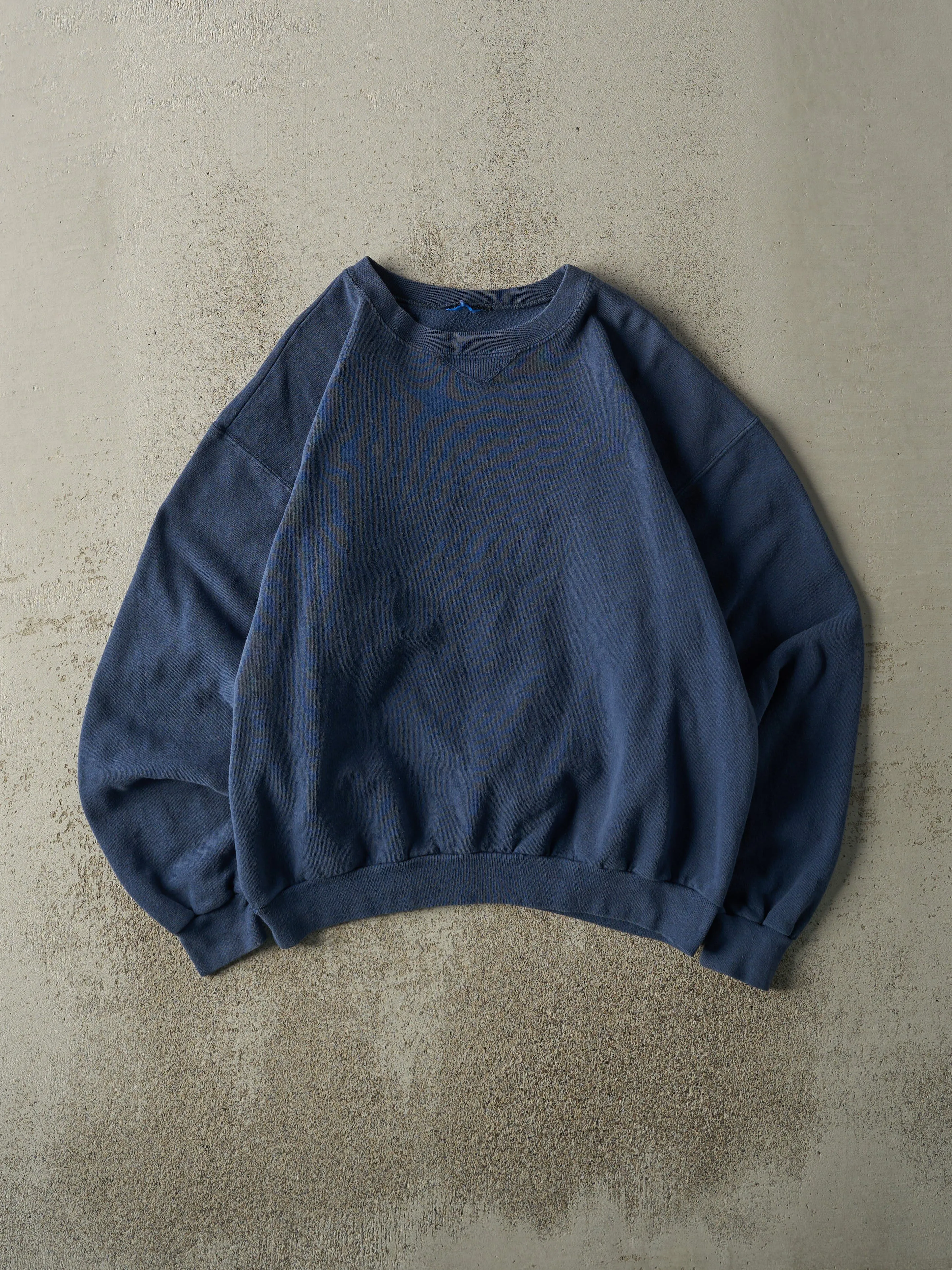 Vintage 90s Navy Blue Blank Crewneck (M) sold by Rebalance Vintage