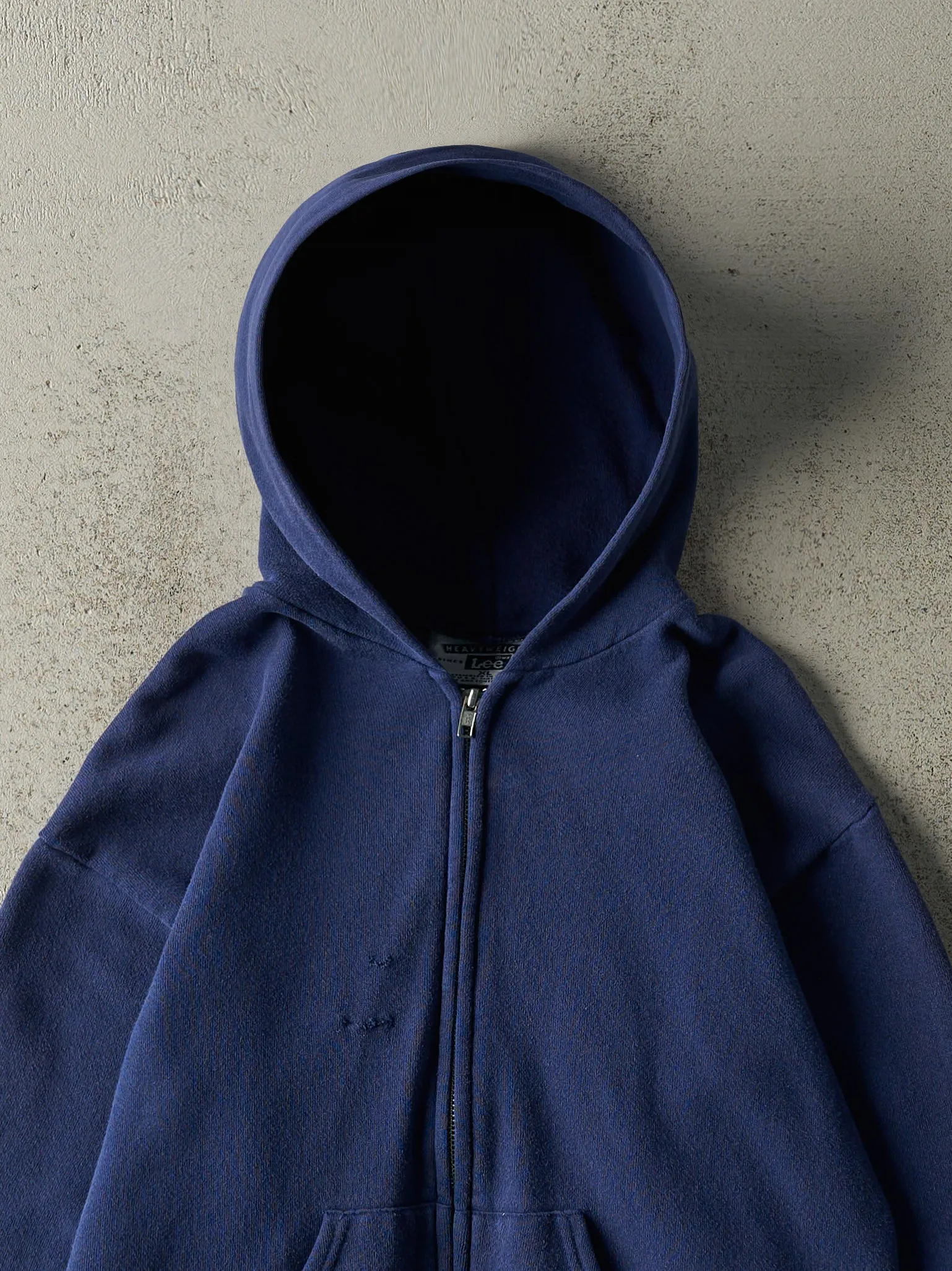 Vintage Y2K Navy Blue Blank Zip Up Hoodie (M) sold by Rebalance Vintage product image thumbnail 2