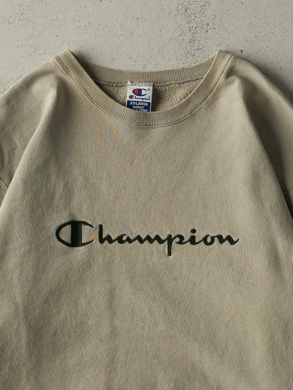 Vintage 90s Beige Embroidered Champion Crewneck (XL) sold by Rebalance Vintage product image thumbnail 2