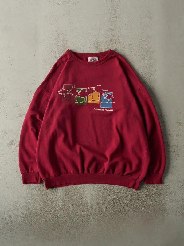 Vintage 90s Burgundy Muskoka Canada Boxy Crewneck (L/XL) sold by Rebalance Vintage