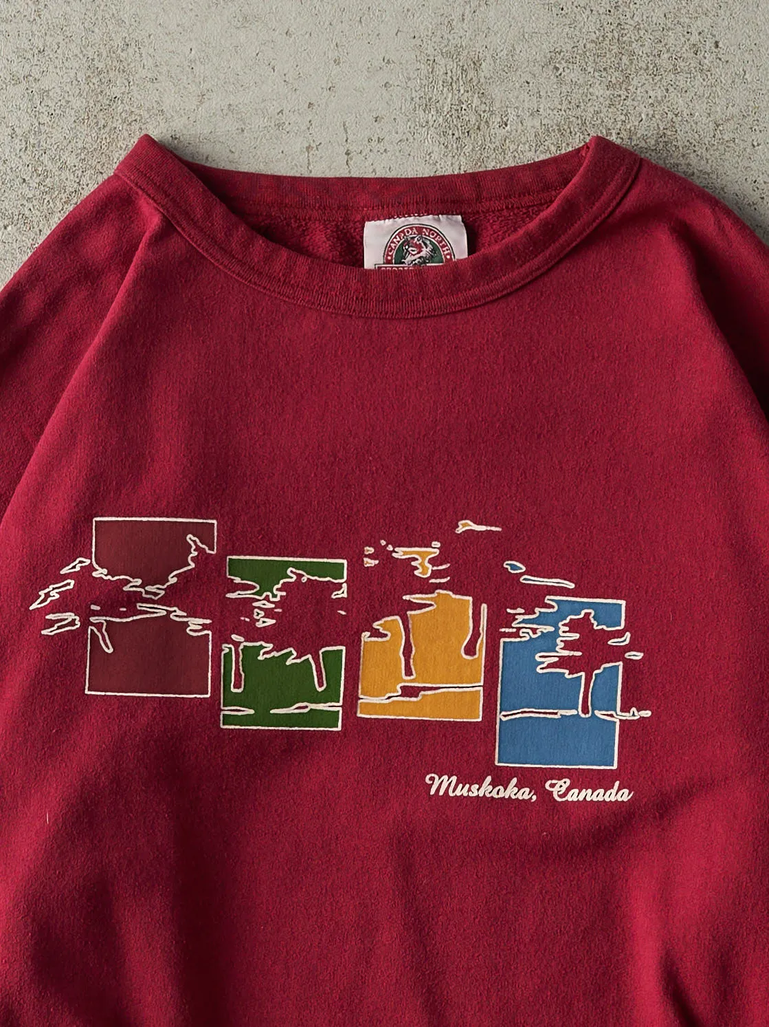 Vintage 90s Burgundy Muskoka Canada Boxy Crewneck (L/XL) sold by Rebalance Vintage product image thumbnail 2