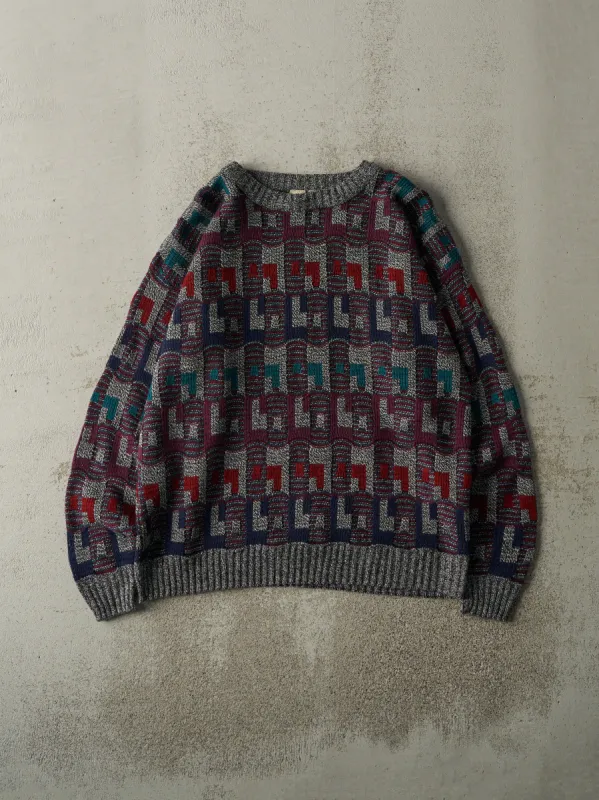 Vintage 90s Red, Purple, Blue & Grey Knit Pullover (M/L) sold by Rebalance Vintage