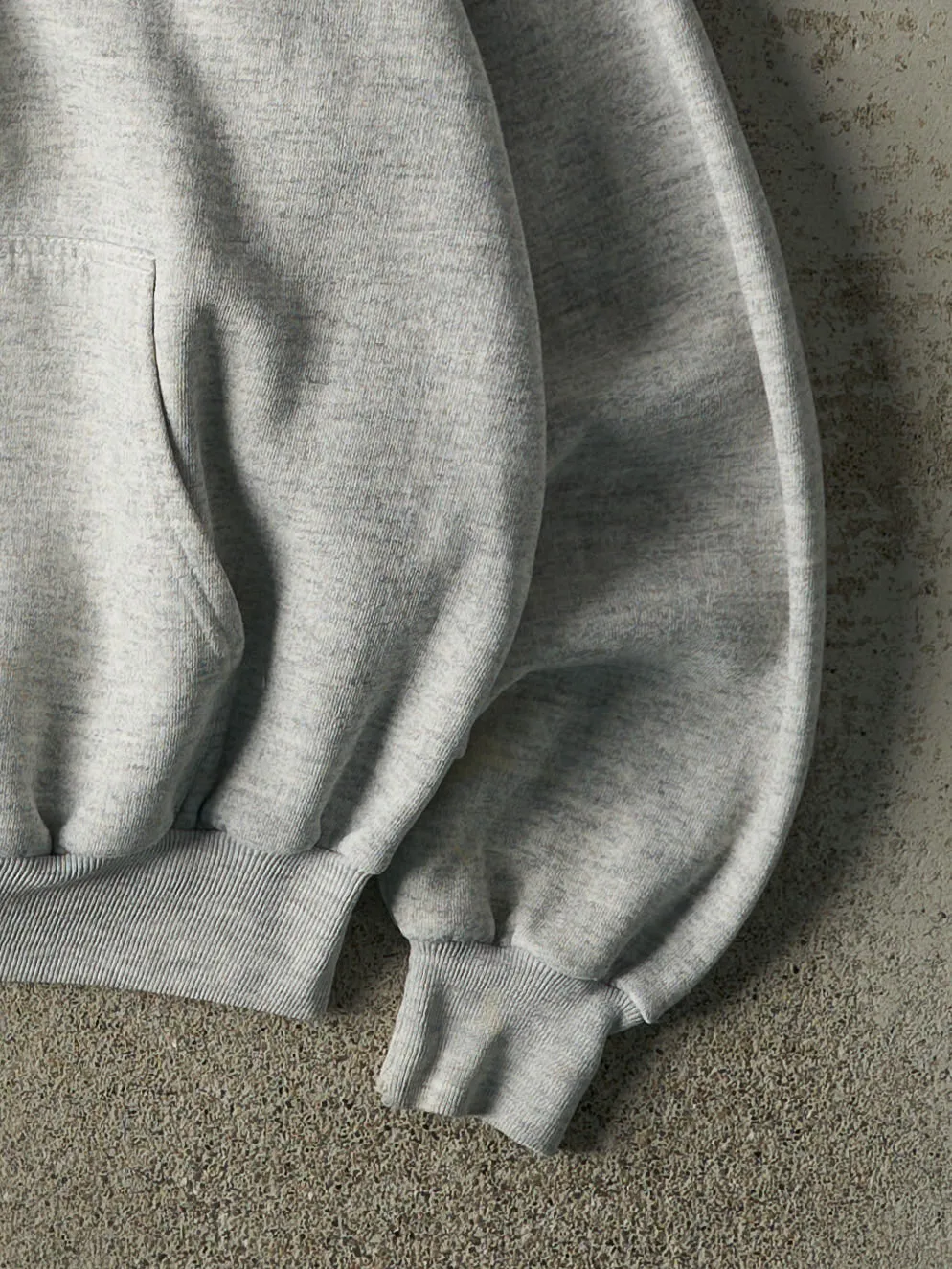 Vintage 90s Heather Grey Embroidered UCC Boxy Hoodie (L) sold by Rebalance Vintage product image thumbnail 3