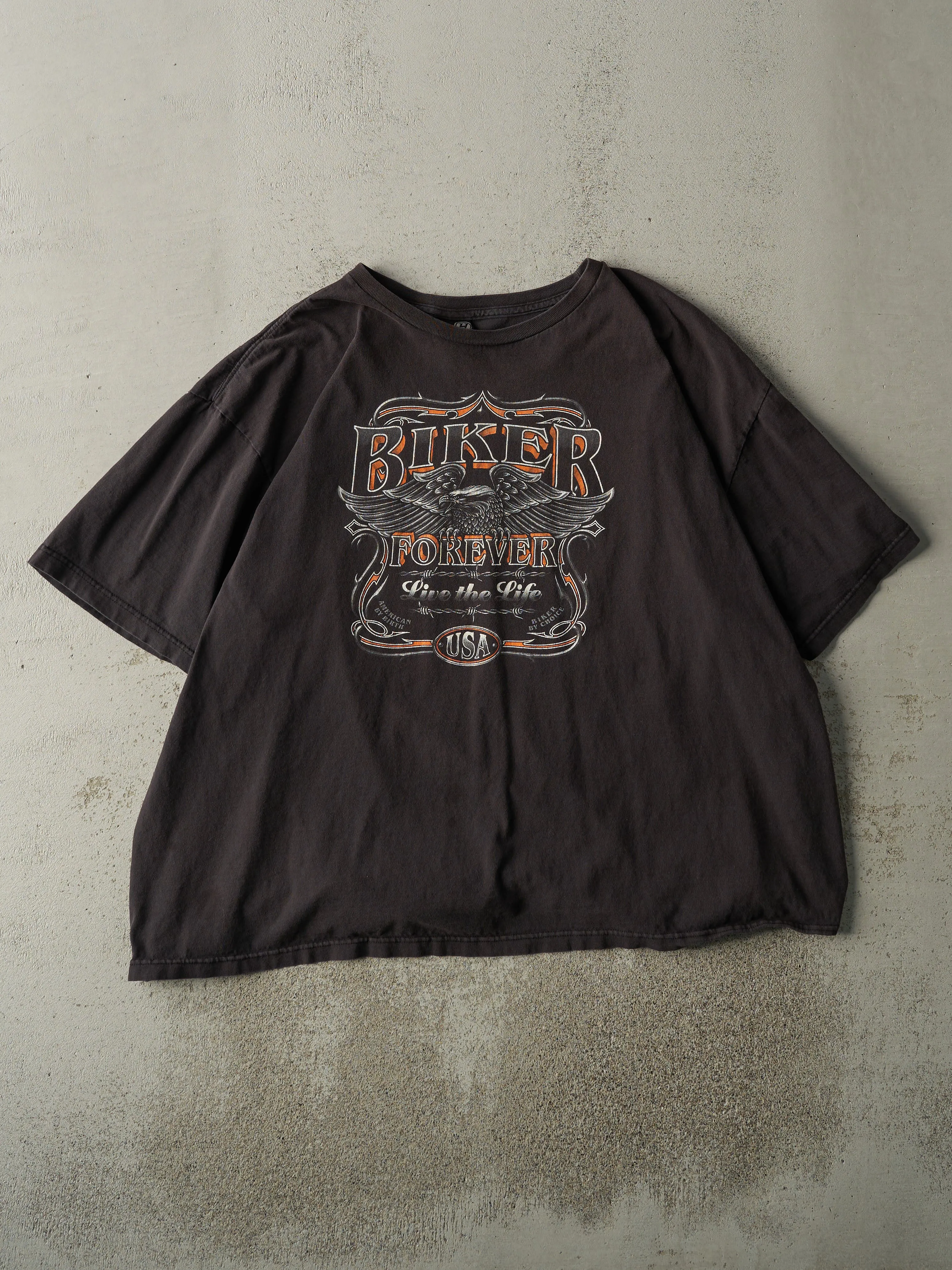 Vintage Y2K Black Hudson Leather Biker Forever Tee (XXL) sold by Rebalance Vintage