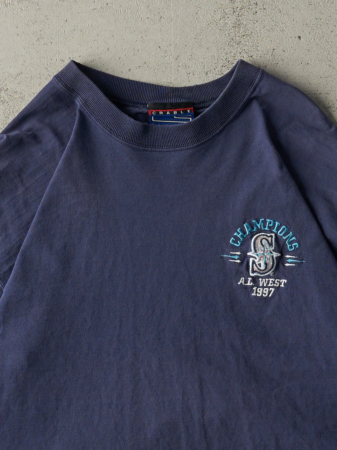Vintage 97' Navy Blue Embroidered Al West Champions Seattle Mariners Tee (L) sold by Rebalance Vintage product image thumbnail 2
