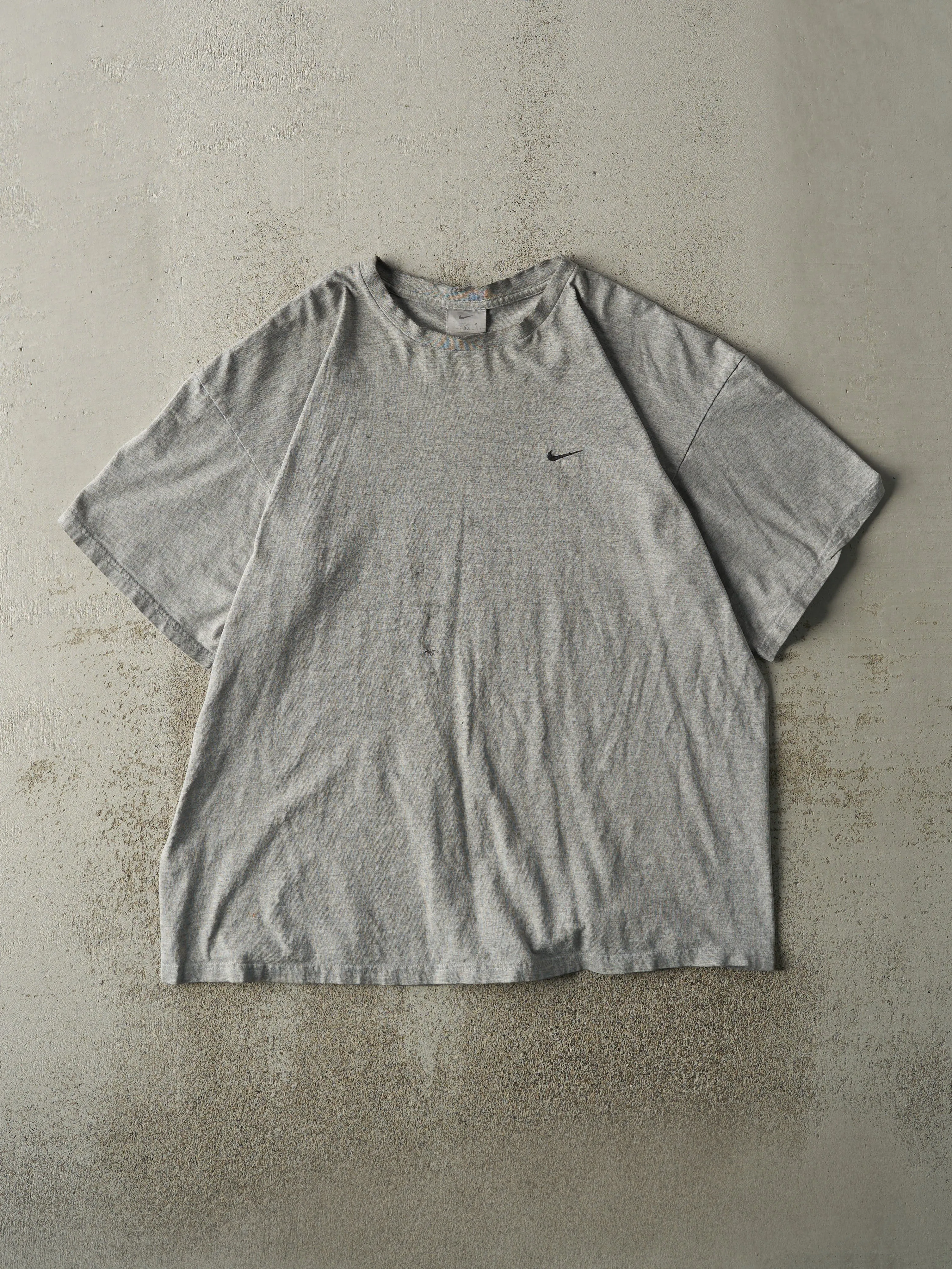 Vintage Y2K Grey Nike Embroidered Swoosh Tee (L) sold by Rebalance Vintage