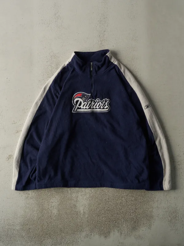 Vintage Y2K Navy Blue & Grey New England Patriots Fleece Quarter Zip (L) sold by Rebalance Vintage