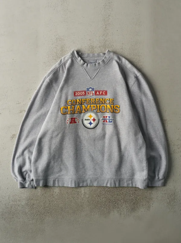 Vintage 05' Grey AFC Conference Champions Pittsburgh Steelers Crewneck (XL) sold by Rebalance Vintage
