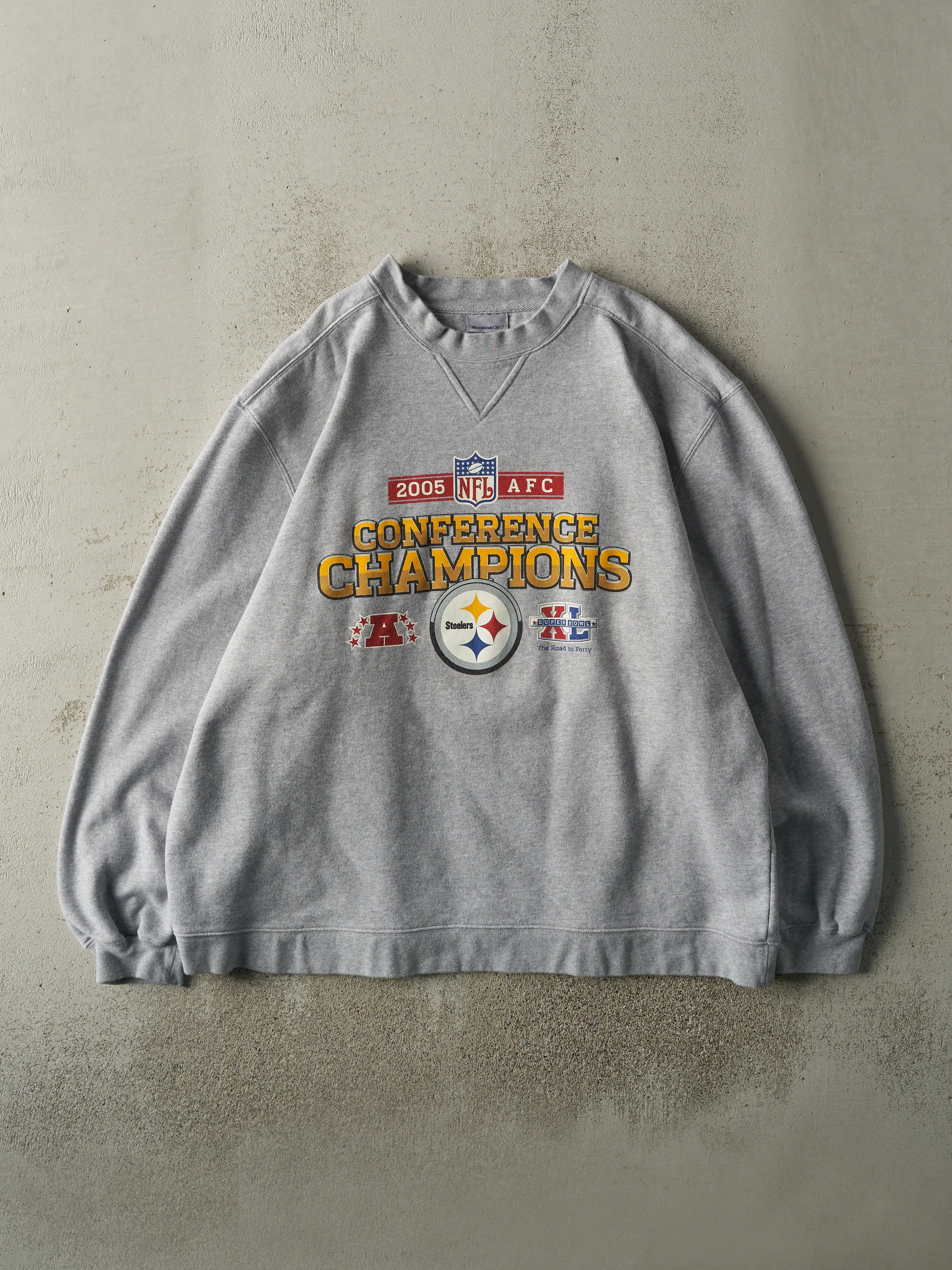 Vintage 05' Grey AFC Conference Champions Pittsburgh Steelers Crewneck (XL) sold by Rebalance Vintage
