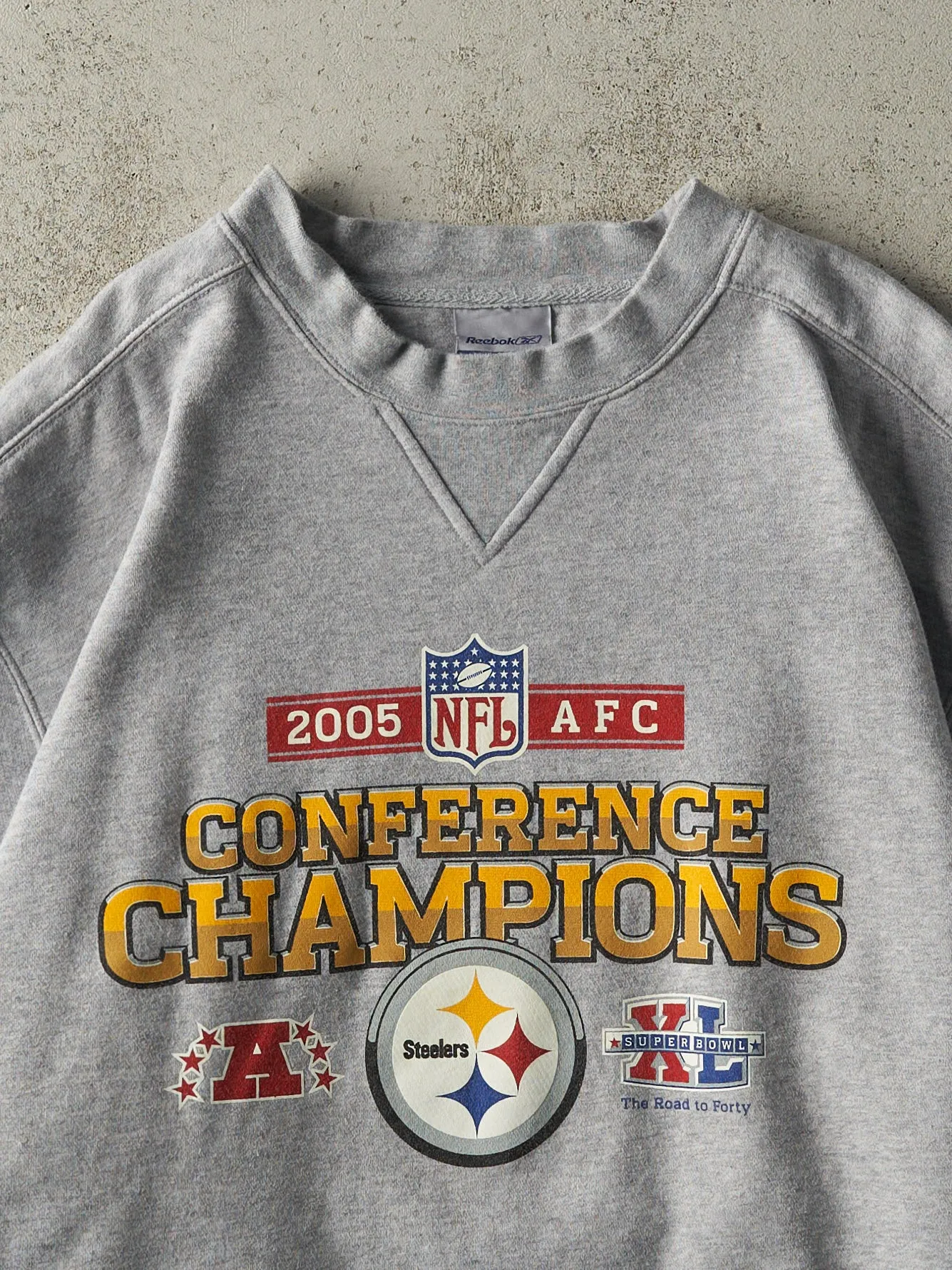 Vintage 05' Grey AFC Conference Champions Pittsburgh Steelers Crewneck (XL) sold by Rebalance Vintage product image thumbnail 2