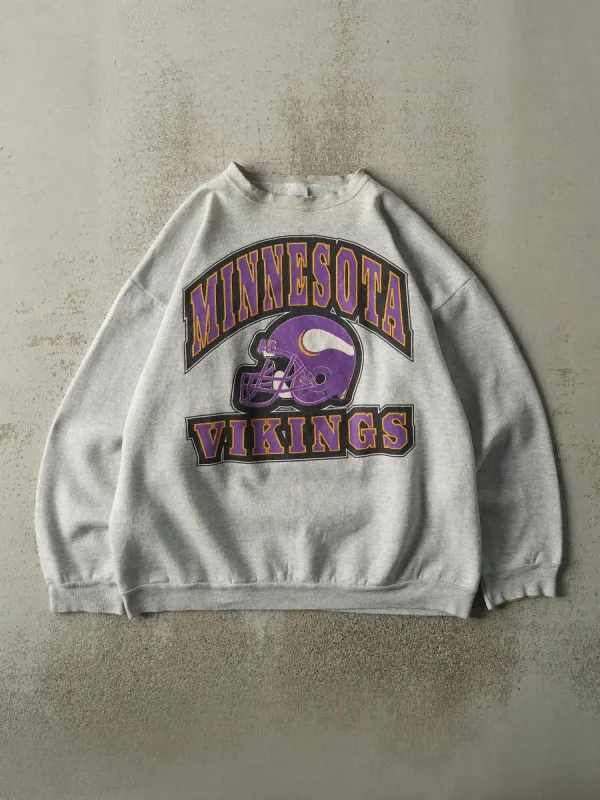 Vintage 90s Heather Grey Minnesota Vikings Crewneck (L) sold by Rebalance Vintage