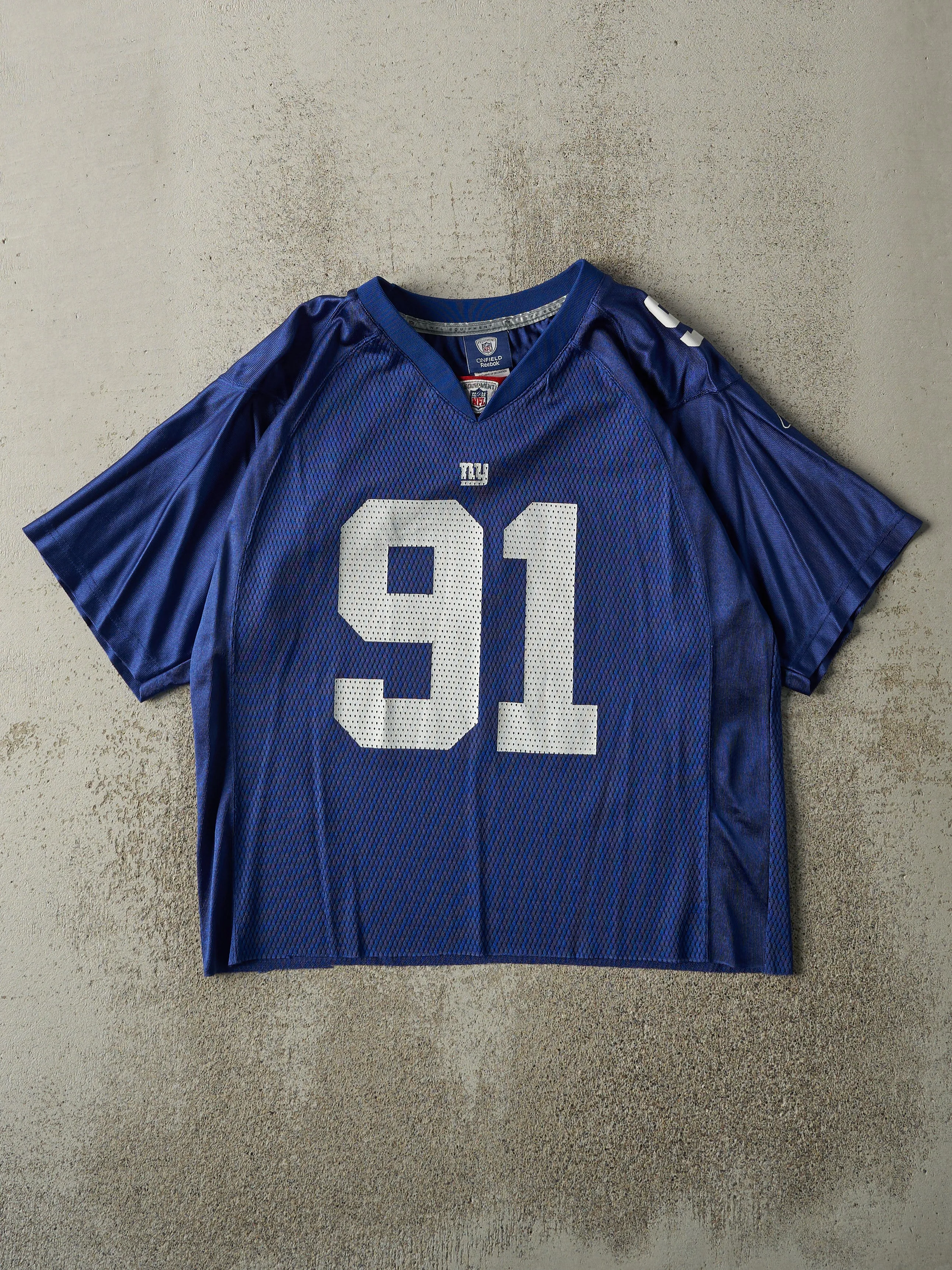 Vintage Y2K Navy Blue New York Giants #91 Tuck Cropped Jersey (M) sold by Rebalance Vintage