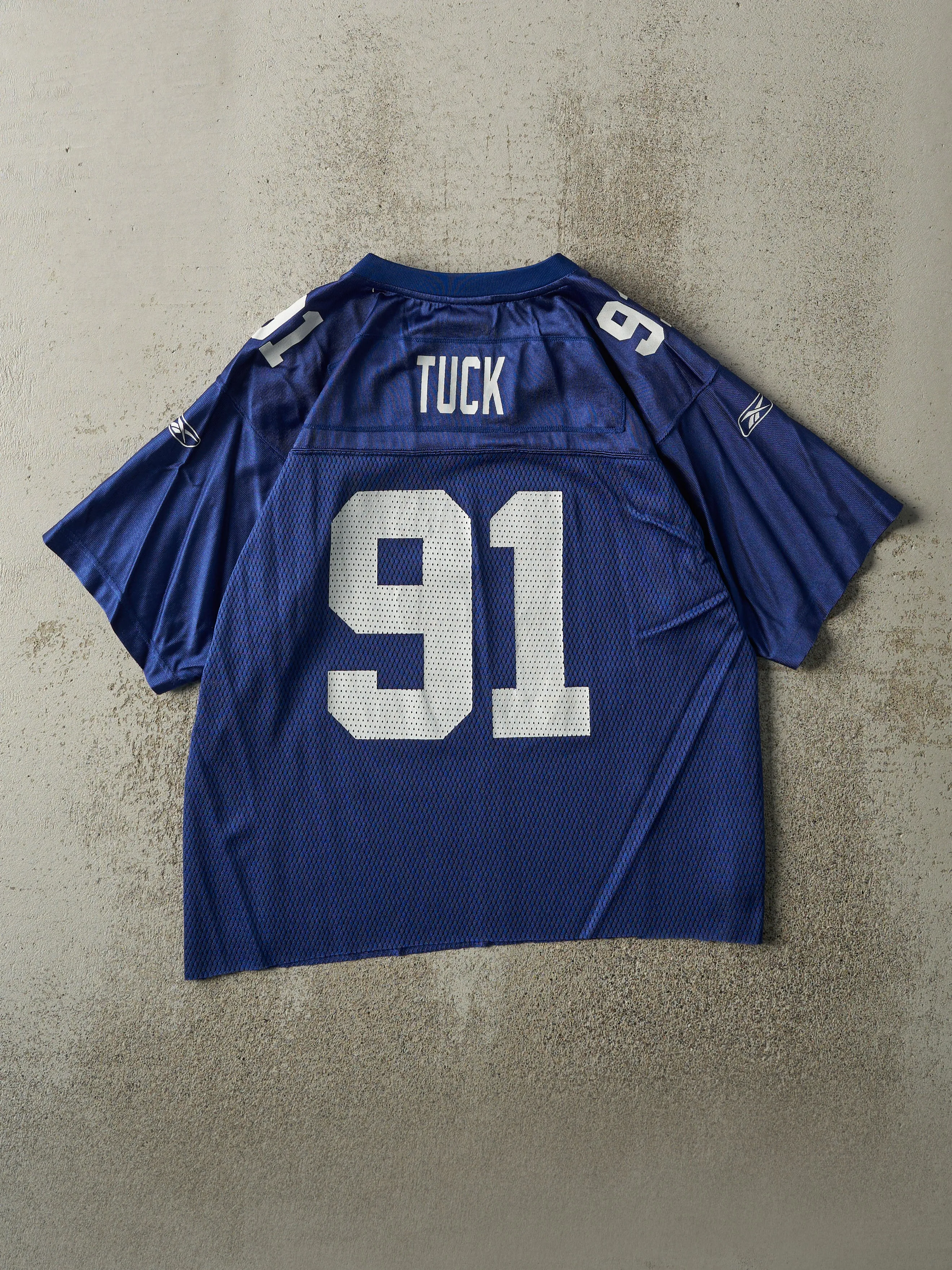 Vintage Y2K Navy Blue New York Giants #91 Tuck Cropped Jersey (M) sold by Rebalance Vintage product image thumbnail 2