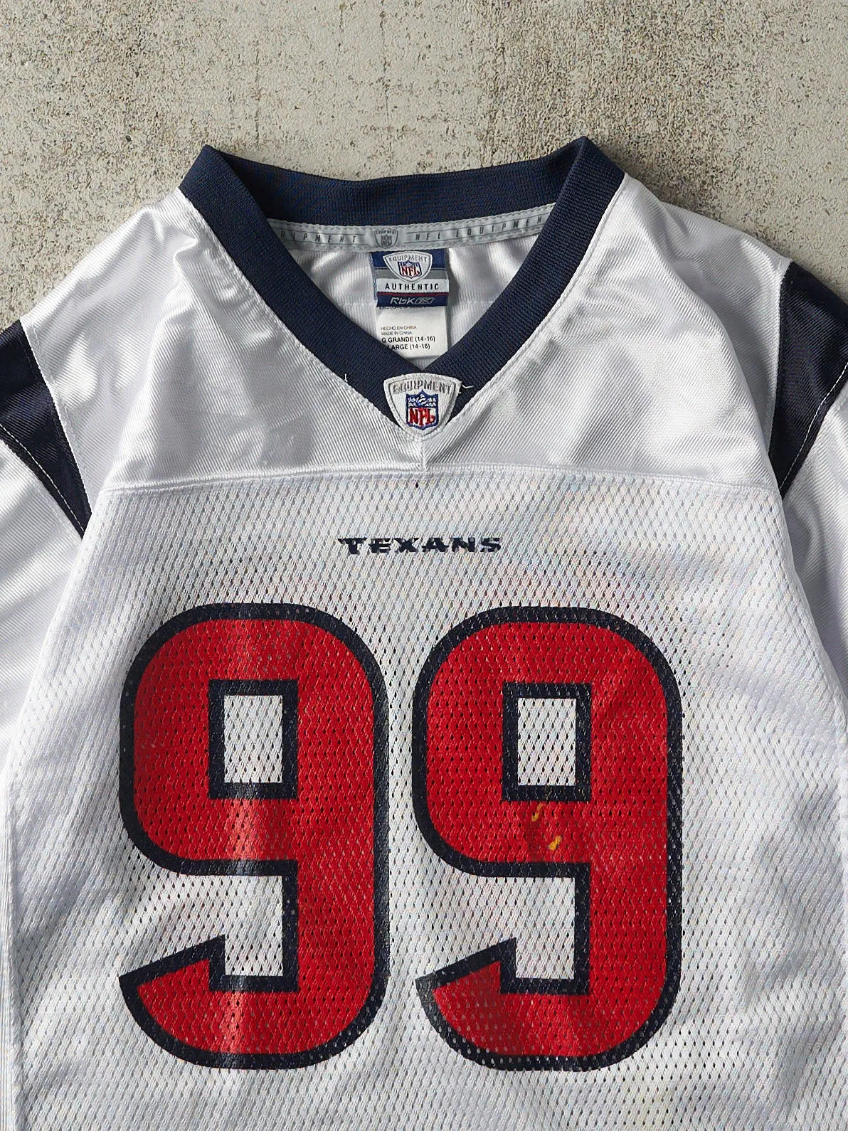 Vintage Y2K White Houston Texans #99 Watt Cropped Jersey (S) sold by Rebalance Vintage product image thumbnail 3