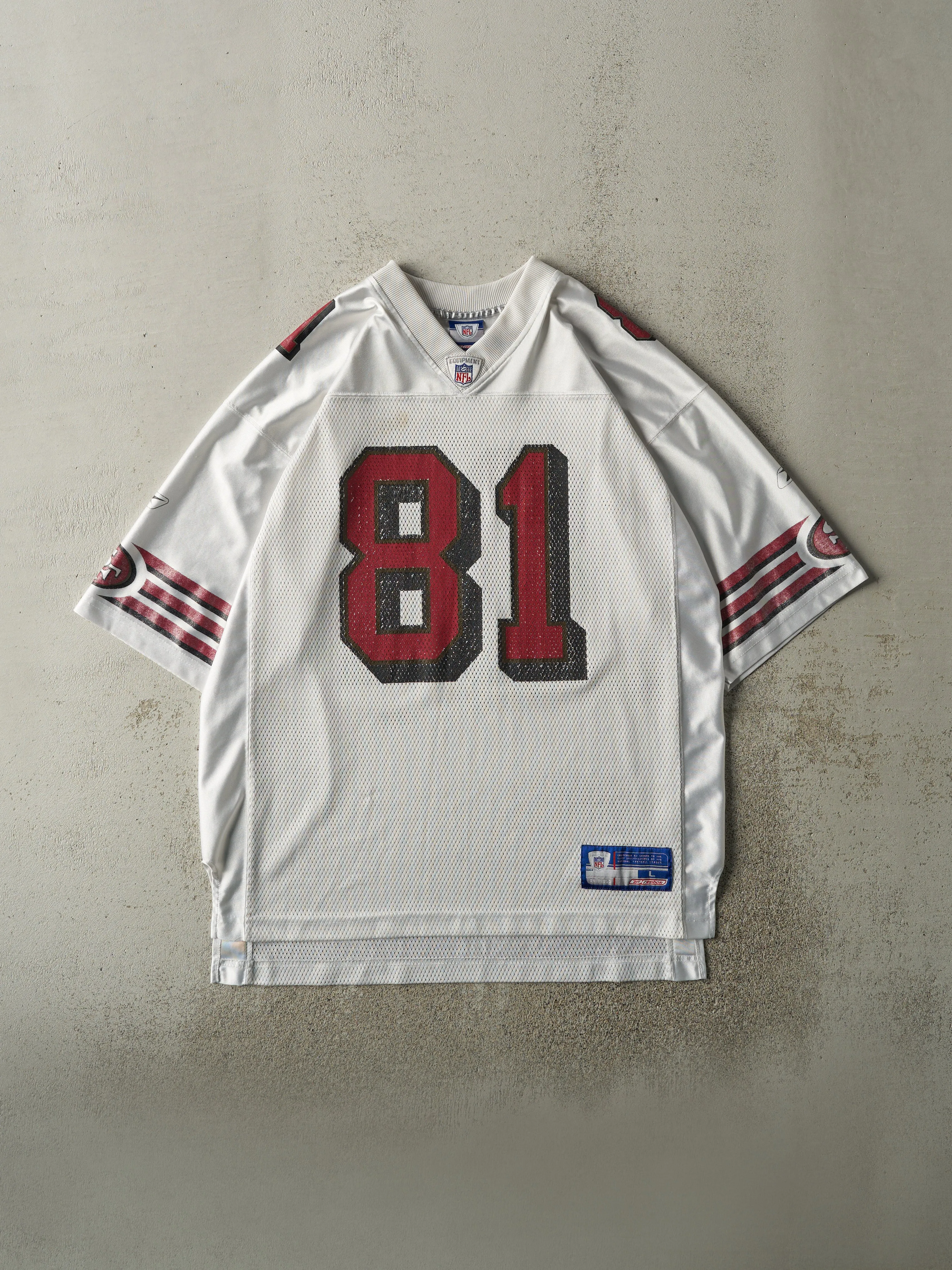 Vintage Y2K White San Francisco 49ers #81 Terell Owens Jersey (L) sold by Rebalance Vintage