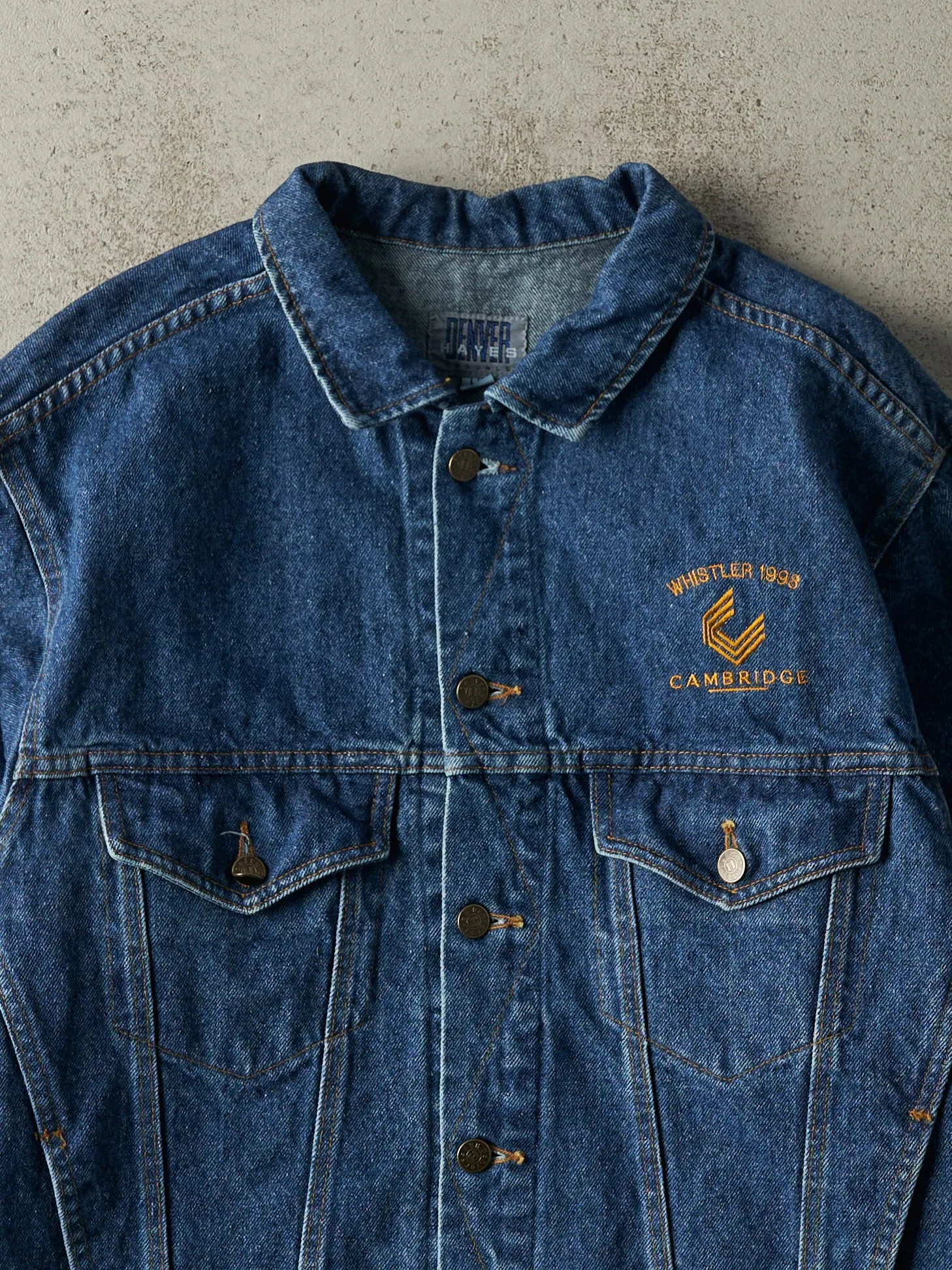Vintage 98' Dark Wash Embroidered Whistler Cambridge Denim Jacket (L/XL) sold by Rebalance Vintage product image thumbnail 3