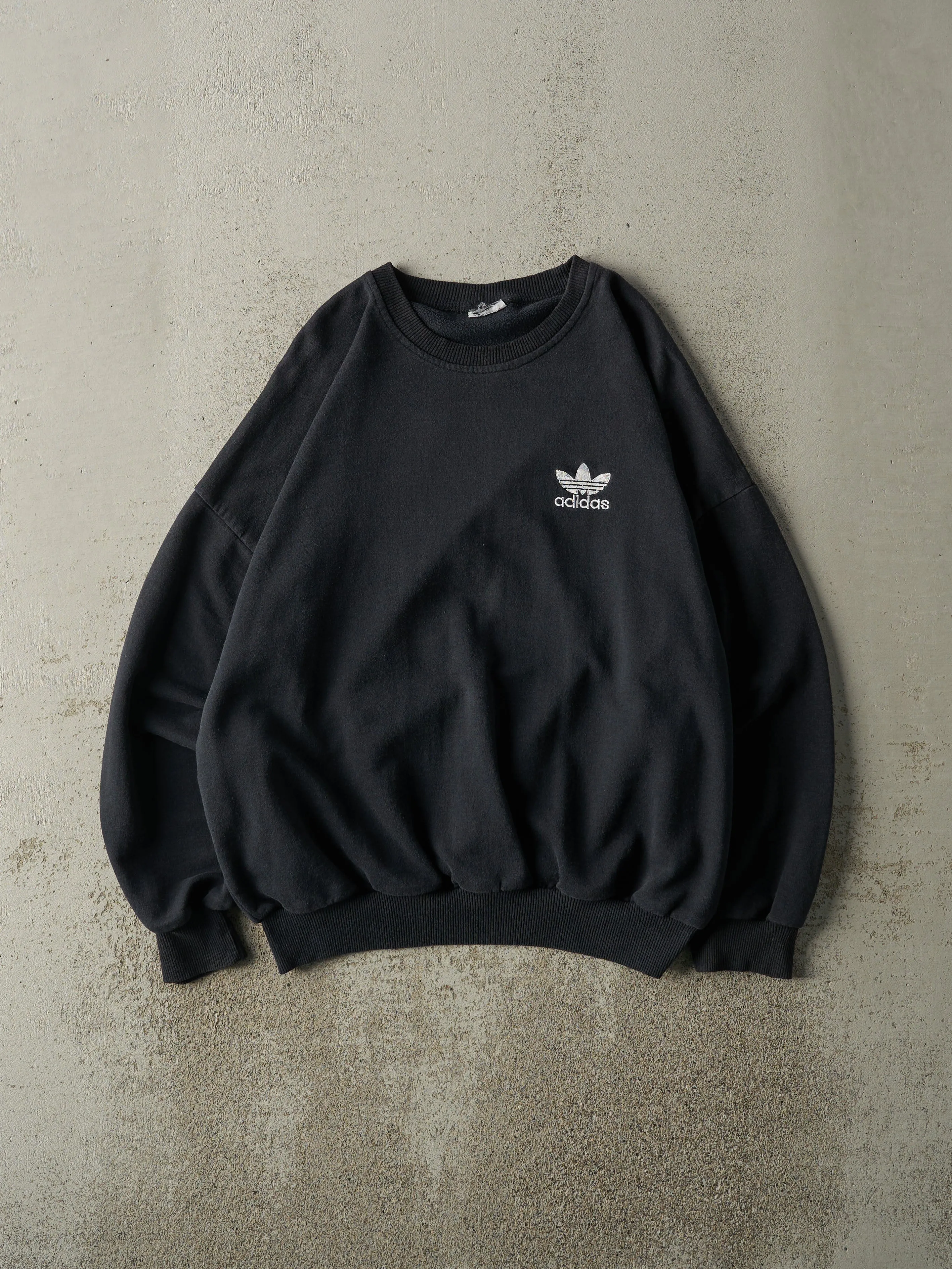 Vintage 90s Black Adidas Embroidered Boxy Crewneck (XL) sold by Rebalance Vintage