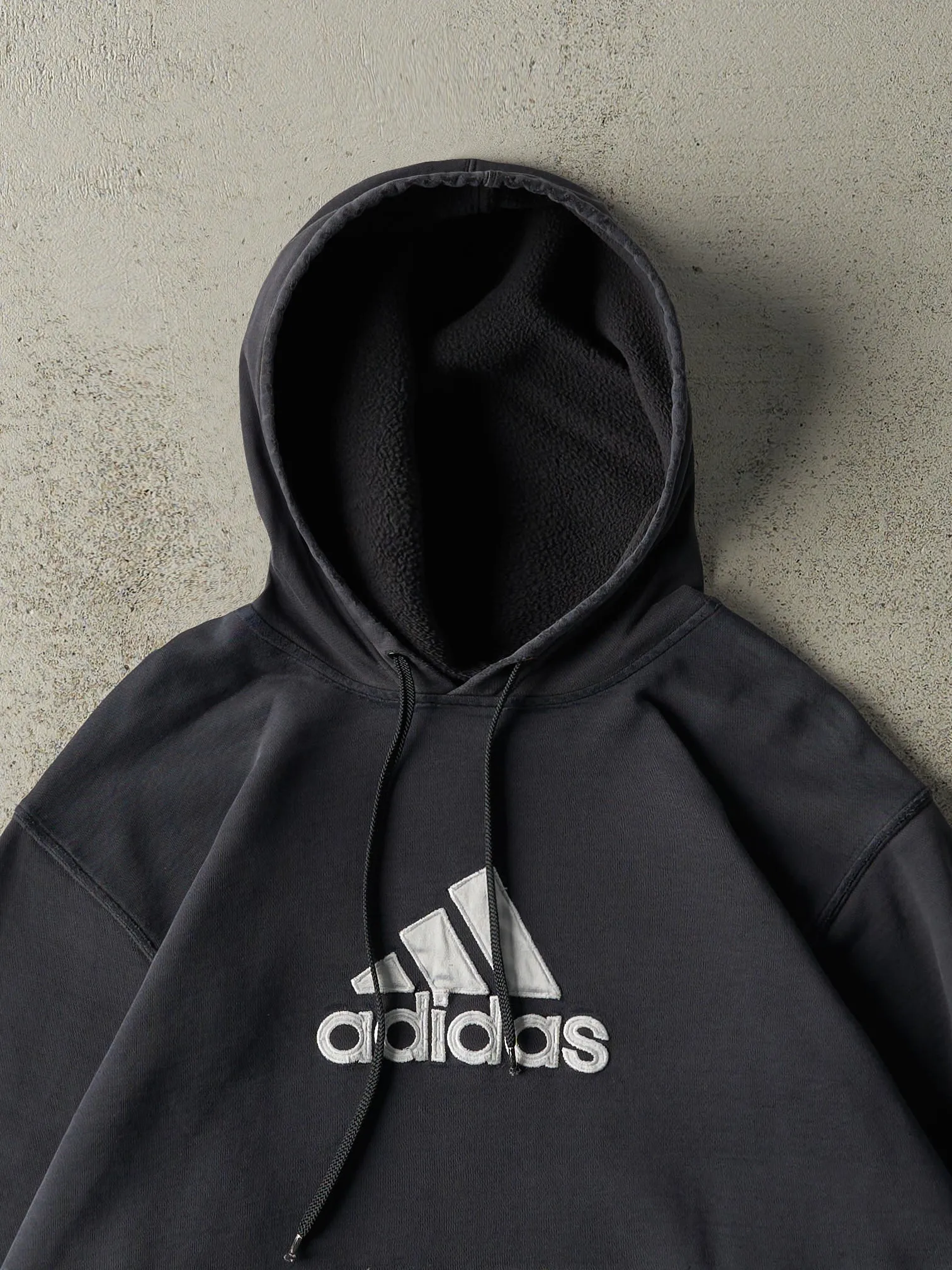 Vintage Y2K Faded Black Embroidered Adidas Hoodie (M) sold by Rebalance Vintage product image thumbnail 2