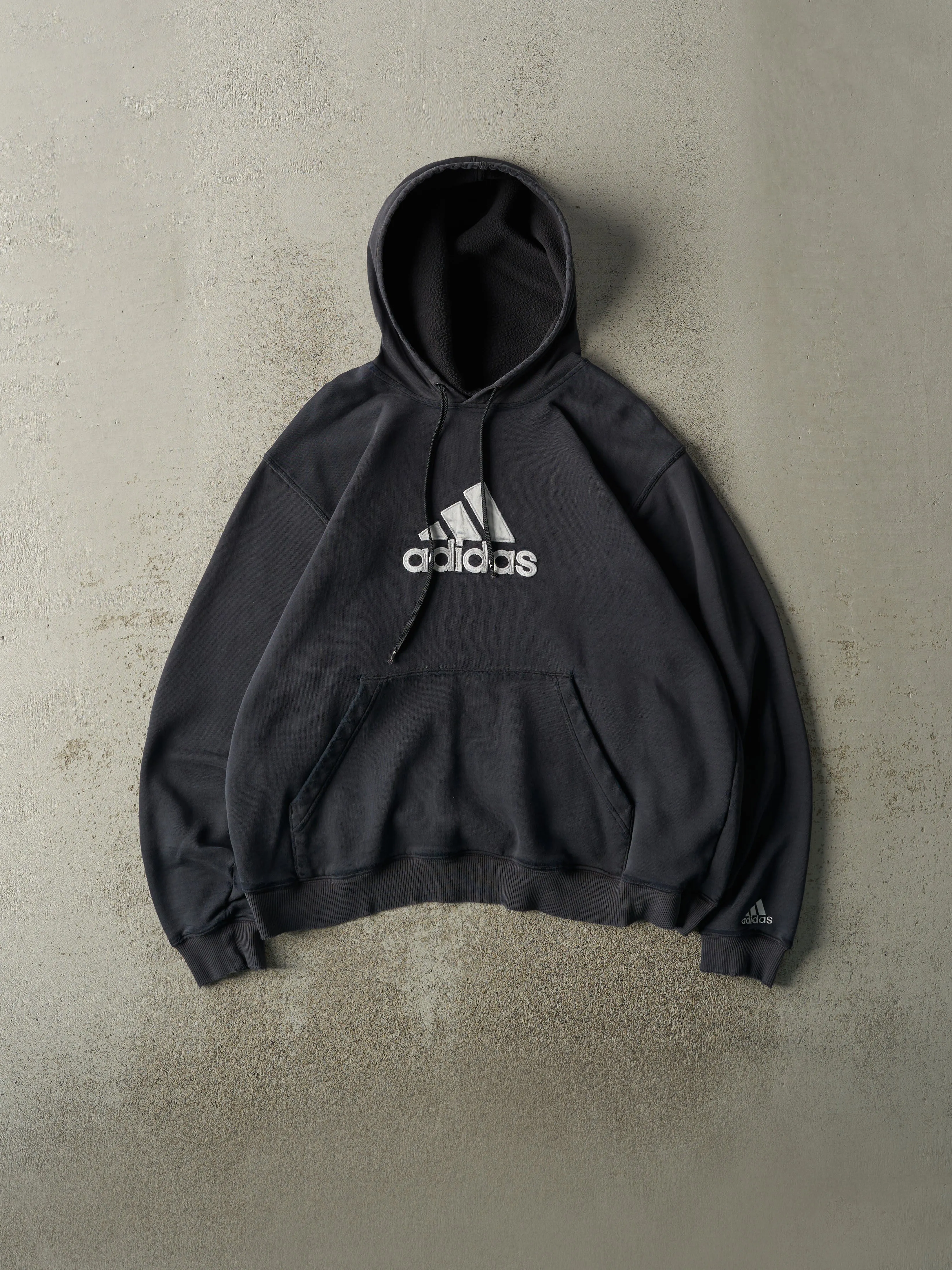 Vintage Y2K Faded Black Embroidered Adidas Hoodie (M) sold by Rebalance Vintage