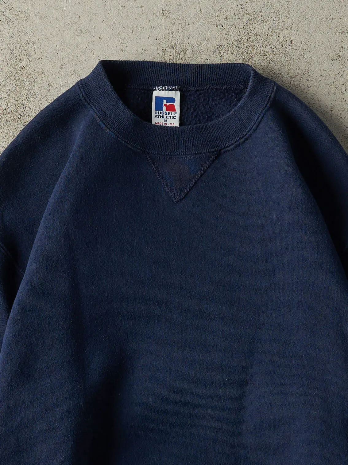 Vintage 90s Navy Blue Blank Russell Athletic Crewneck (S) sold by Rebalance Vintage product image thumbnail 2