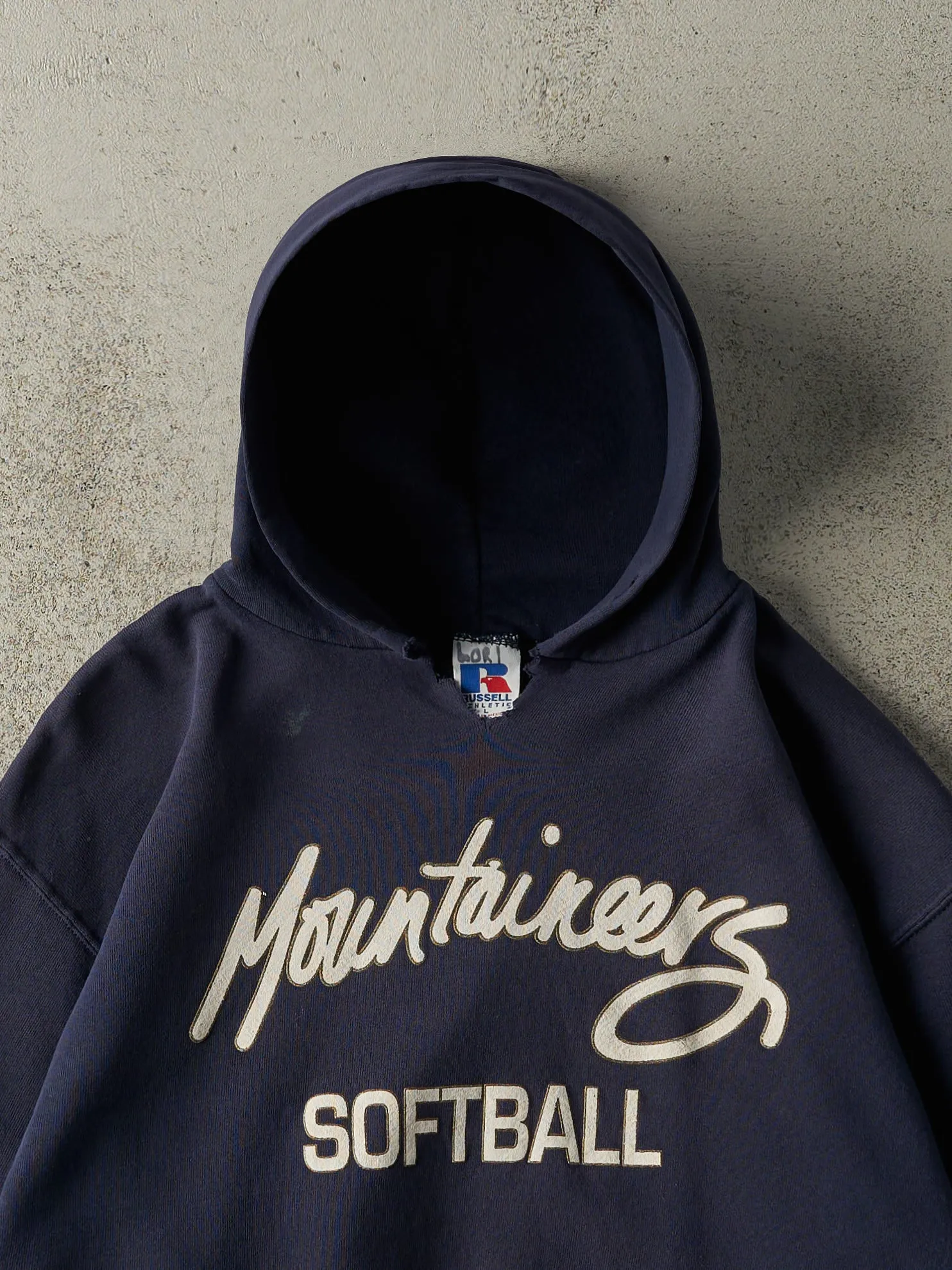 Vintage Y2K Navy Blue Mountaineers Softball Russell Athletic Hoodie (L) sold by Rebalance Vintage product image thumbnail 2