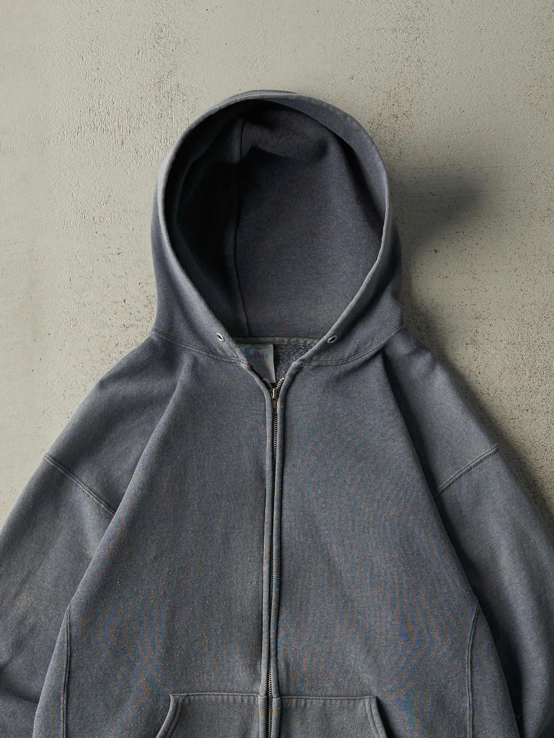 Vintage Y2K Washed Grey Russell Athletic Zip Up Hoodie (M) sold by Rebalance Vintage product image thumbnail 2