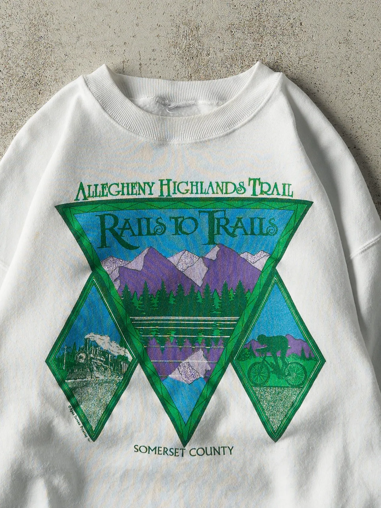 Vintage 90s White Rails to Trails Crewneck (M) sold by Rebalance Vintage product image thumbnail 2
