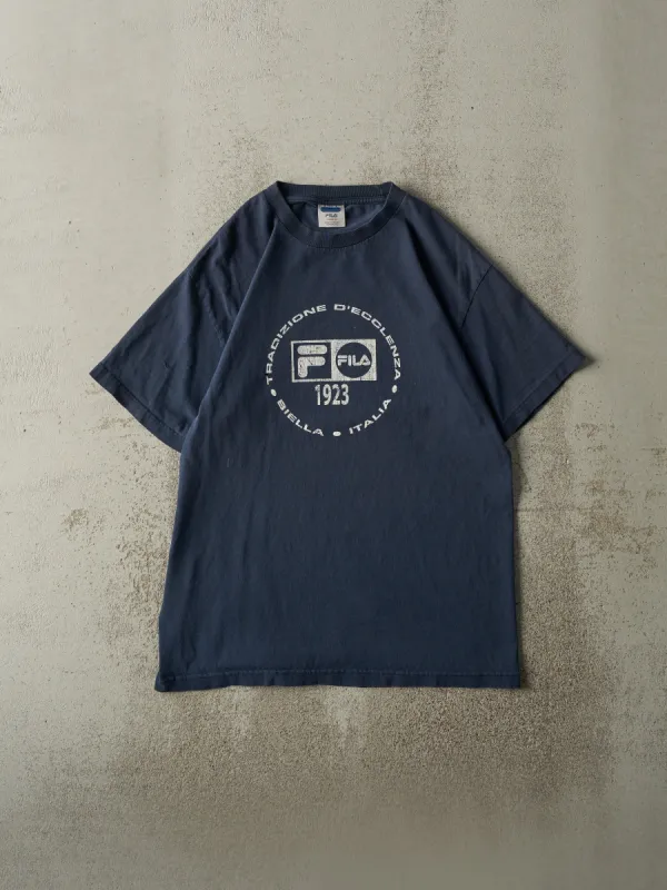 Vintage Y2K Navy Blue Fila Italia Tee (M) made by Rebalance Vintage