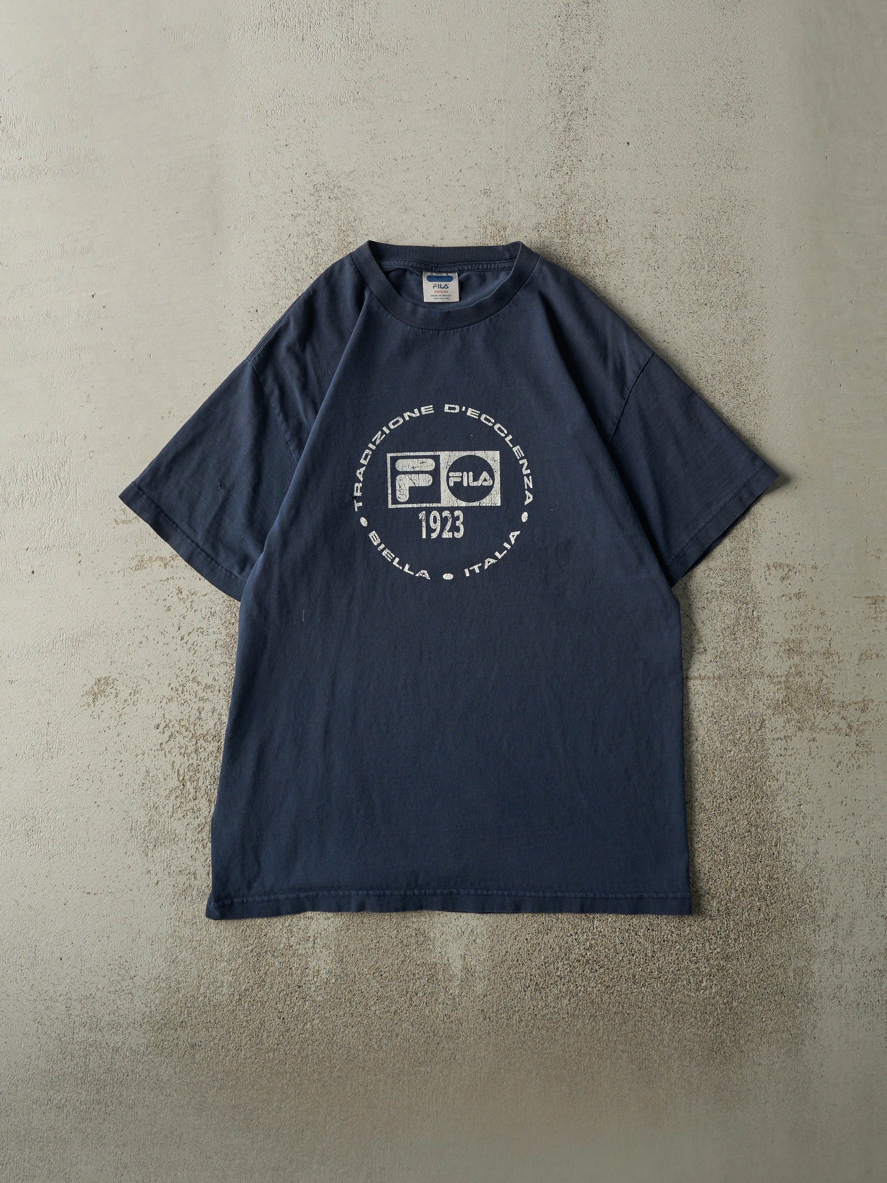 Vintage Y2K Navy Blue Fila Italia Tee (M) sold by Rebalance Vintage