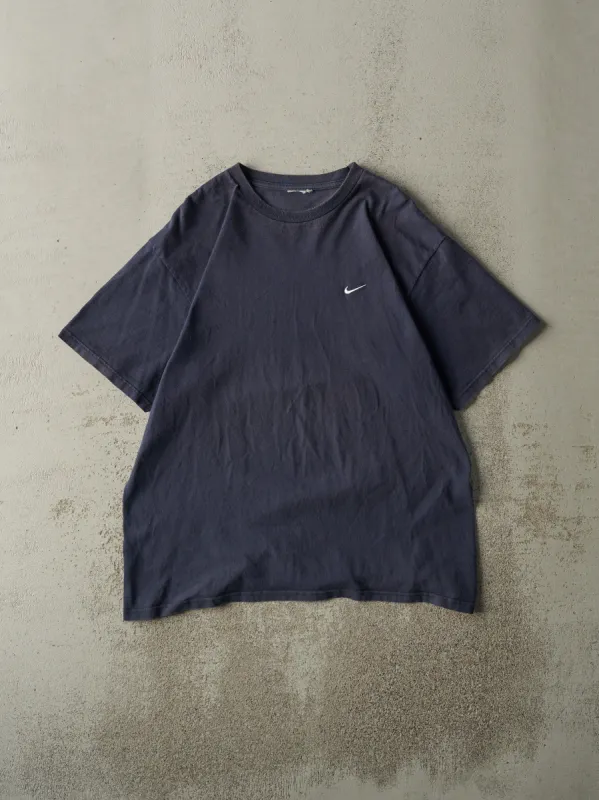 Vintage Y2K Navy Blue Embroidered Nike Swoosh Tee (M/L) sold by Rebalance Vintage