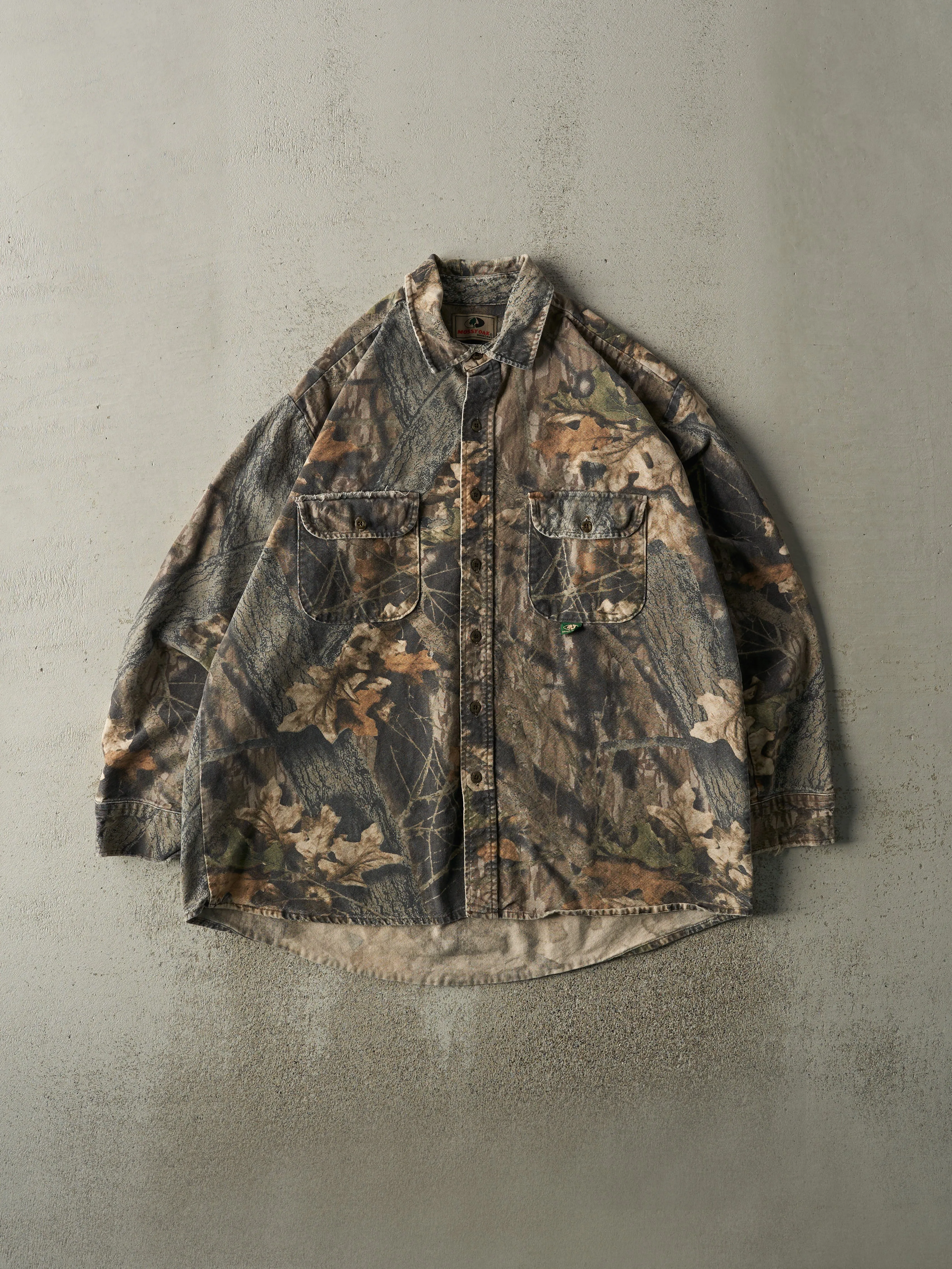 Vintage 90s Camo Mossy Oak Button Up Long Sleeve (XL) sold by Rebalance Vintage