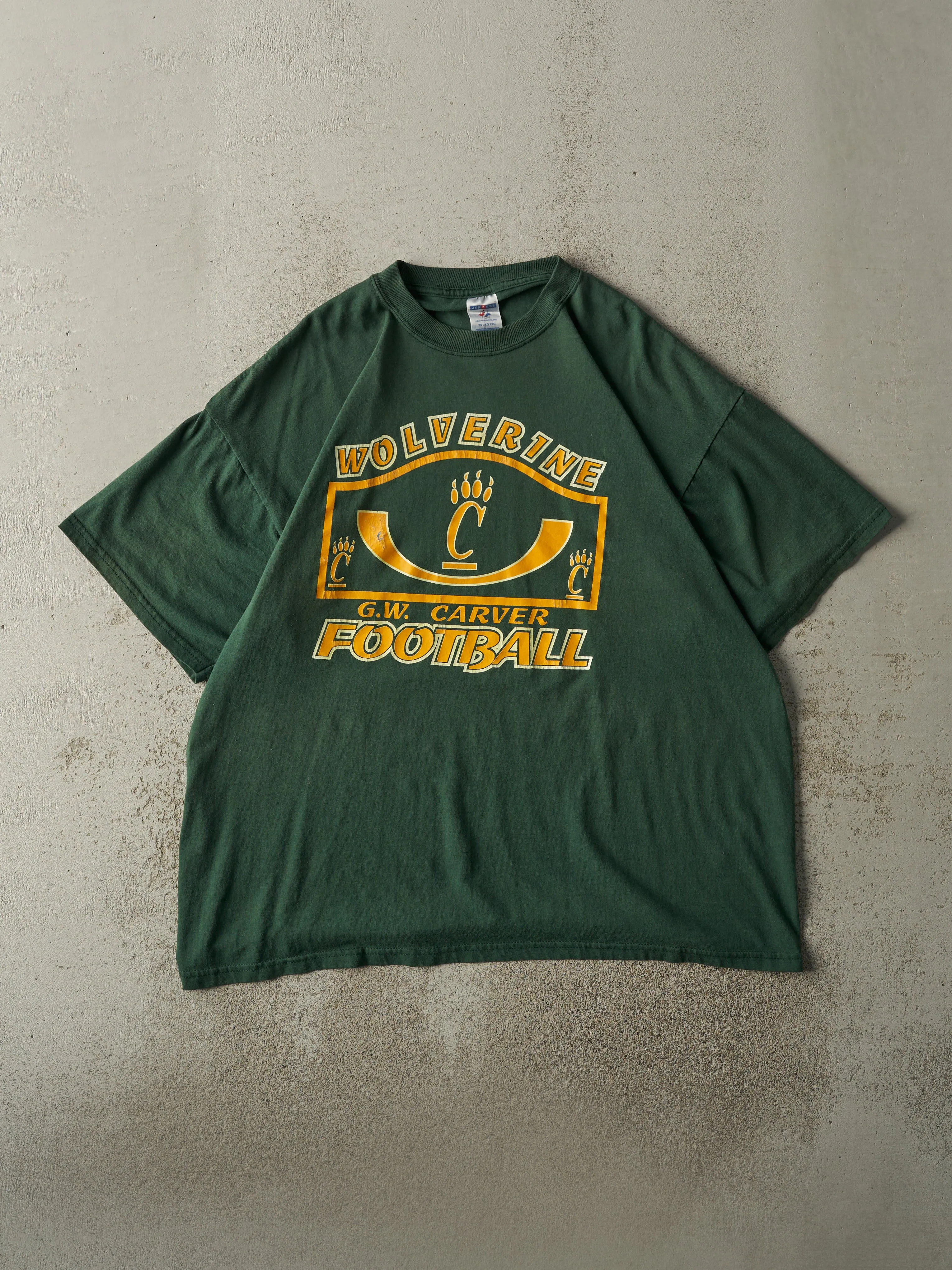 Vintage Y2K Green G.W. Carver Wolverine Football Tee (XL/XXL) sold by Rebalance Vintage