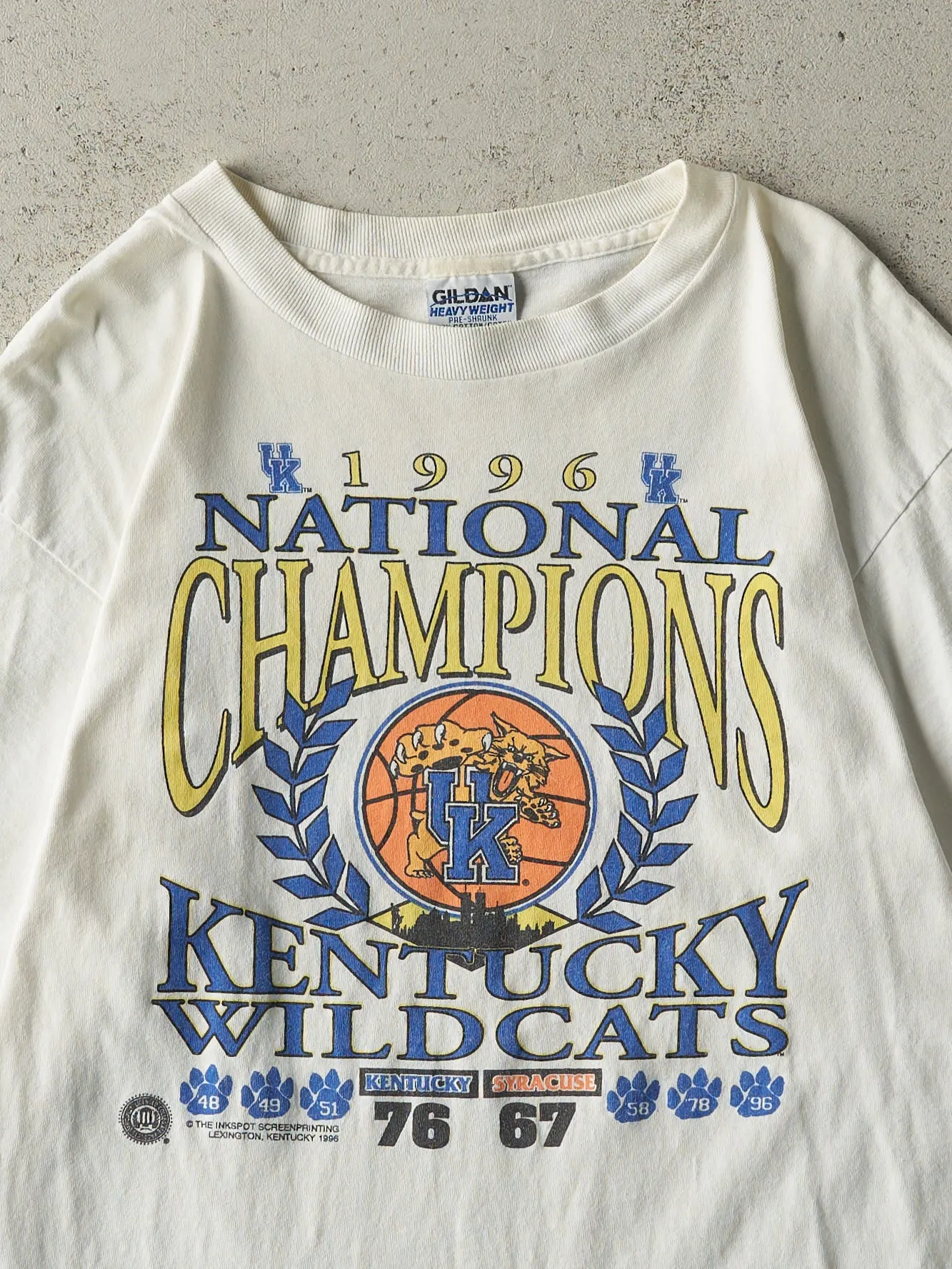 Vintage 96' White University of Kentucky Wildcats National Champions Tee (M) sold by Rebalance Vintage product image thumbnail 2