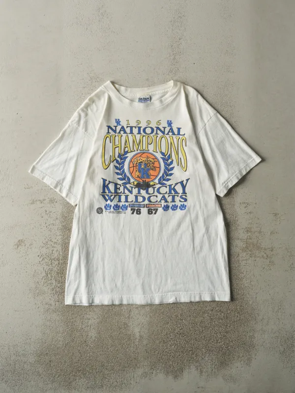 Vintage 96' White University of Kentucky Wildcats National Champions Tee (M) sold by Rebalance Vintage