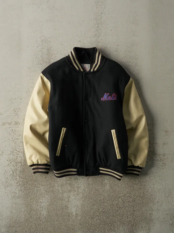 Vintage Y2K Black & Beige New York Mets Varsity Jacket (S) sold by Rebalance Vintage