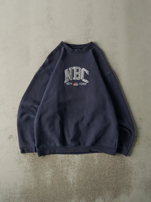 Vintage Y2K Navy Blue NBC New York Embroidered Crewneck (L) sold by Rebalance Vintage