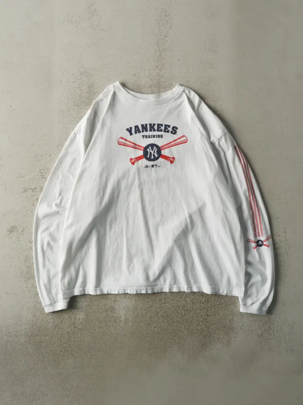 Vintage 00' White New York Yankees Training Boxy Long Sleeve (XL) sold by Rebalance Vintage