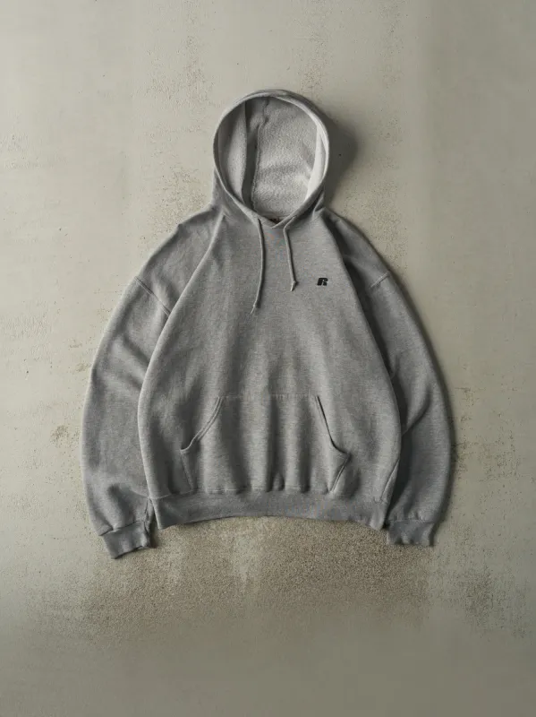 Vintage Y2K Grey Russell Athletics Embroidered Hoodie (L/XL) sold by Rebalance Vintage